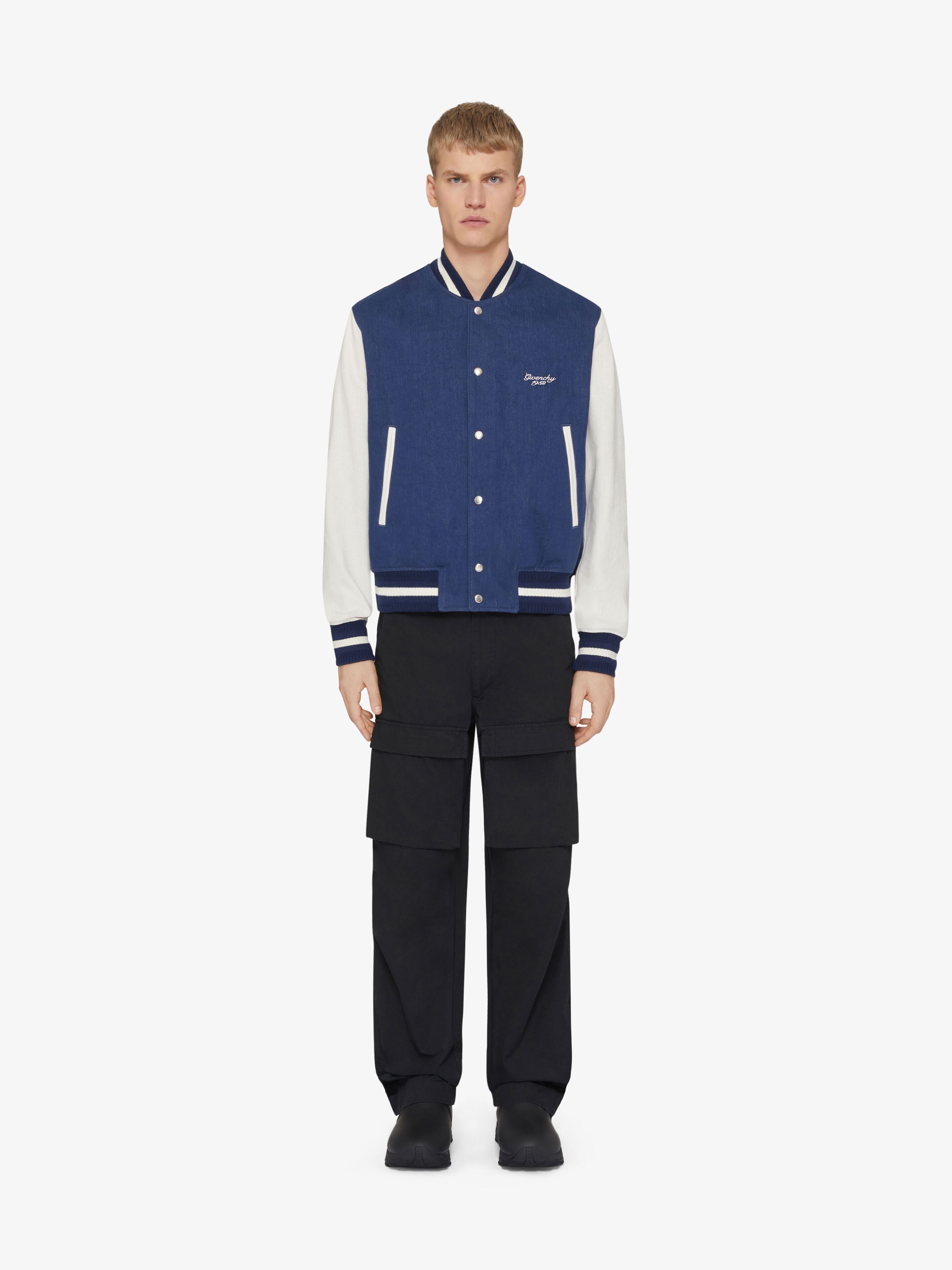 Givenchy o1srvl11e0725 Mix Material Varsity in Blue/White Size US M / EU 48-50 / 2 - 2 Thumbnail