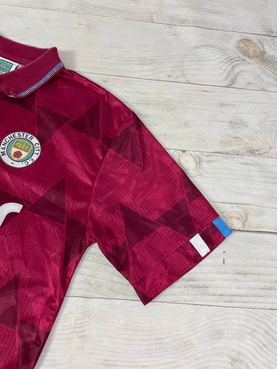 Vintage Vintage Score Draw Manchester City 1990 1992 Away Jersey Size US L / EU 52-54 / 3 - 3 Thumbnail