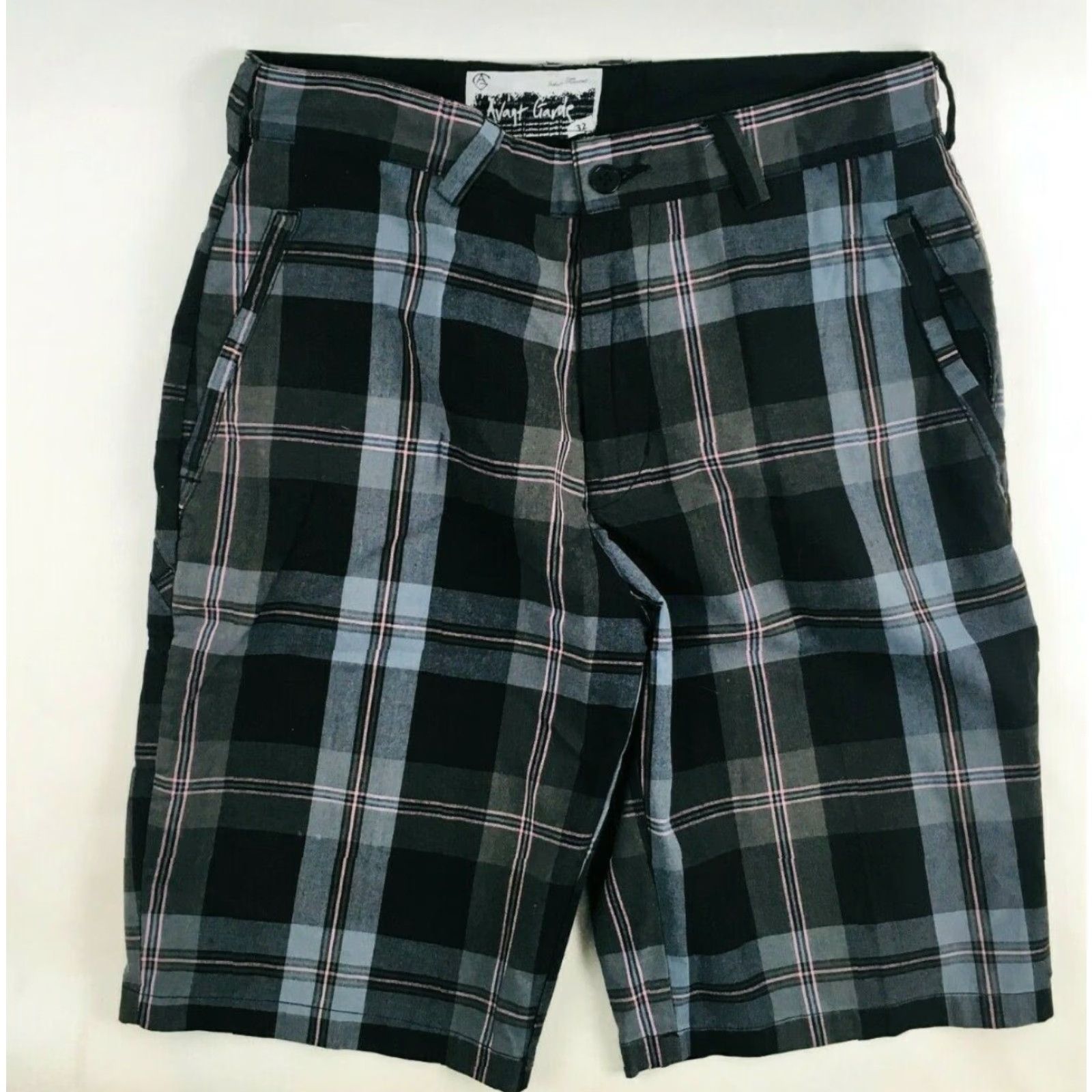 Vintage Avant Garde Shorts Men's Check Plaid Classic Outdoors Flat Front Sz 32 Black Gray Size US 32 / EU 48 - 2 Thumbnail