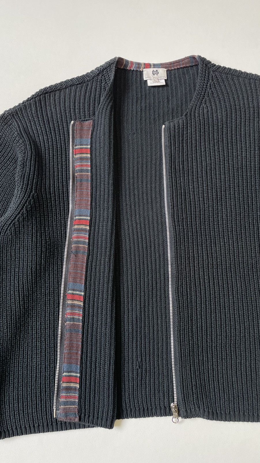 Dries Van Noten 1990s Ribbed Zip Knit Cotton Cardigan Size US L / EU 52-54 / 3 - 10 Thumbnail