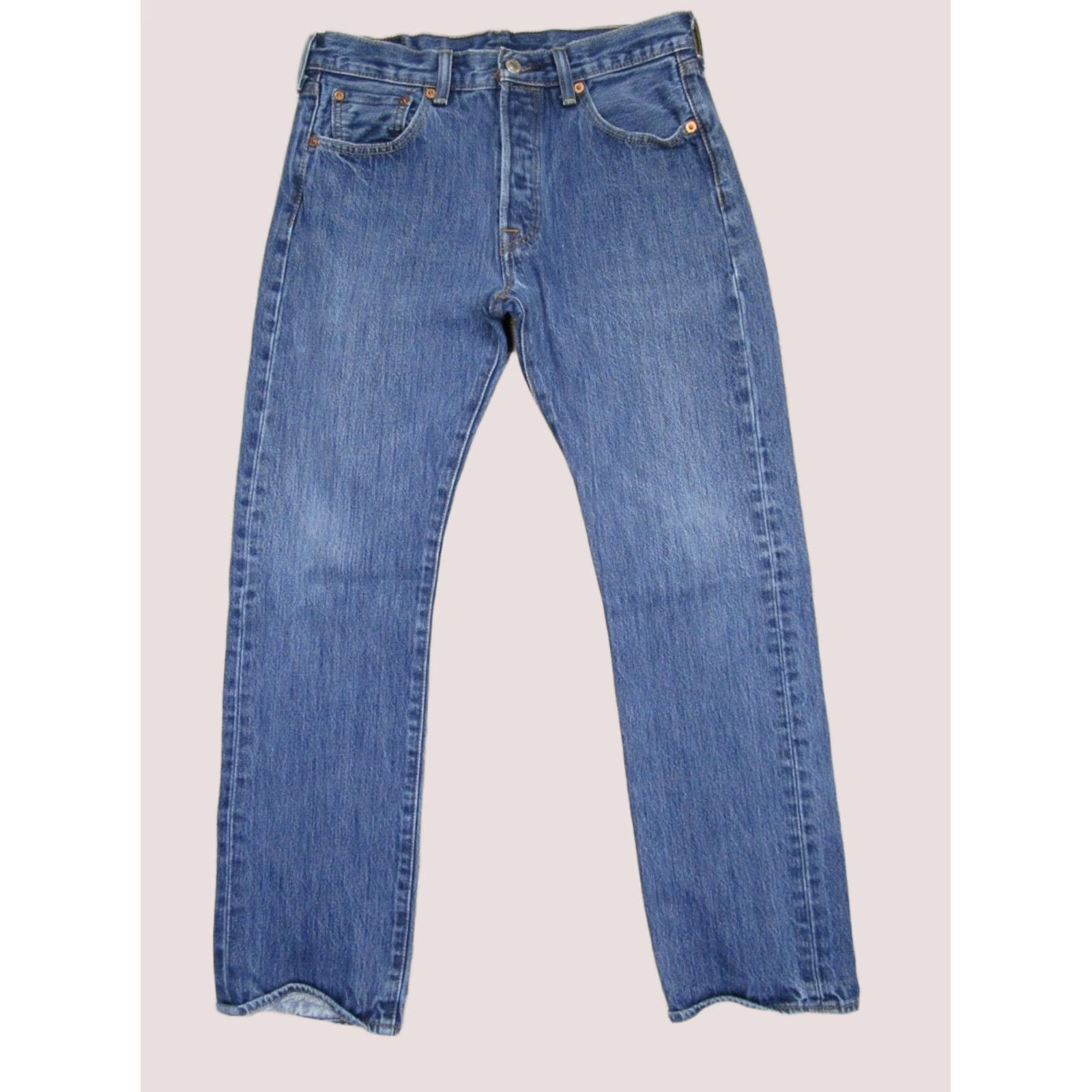 Levi's Levi's 501 Jeans Men 30x30 Blue Button Fly Regular Fit Denim Pant Dark Wash Size US 30 / EU 46 - 1 Thumbnail