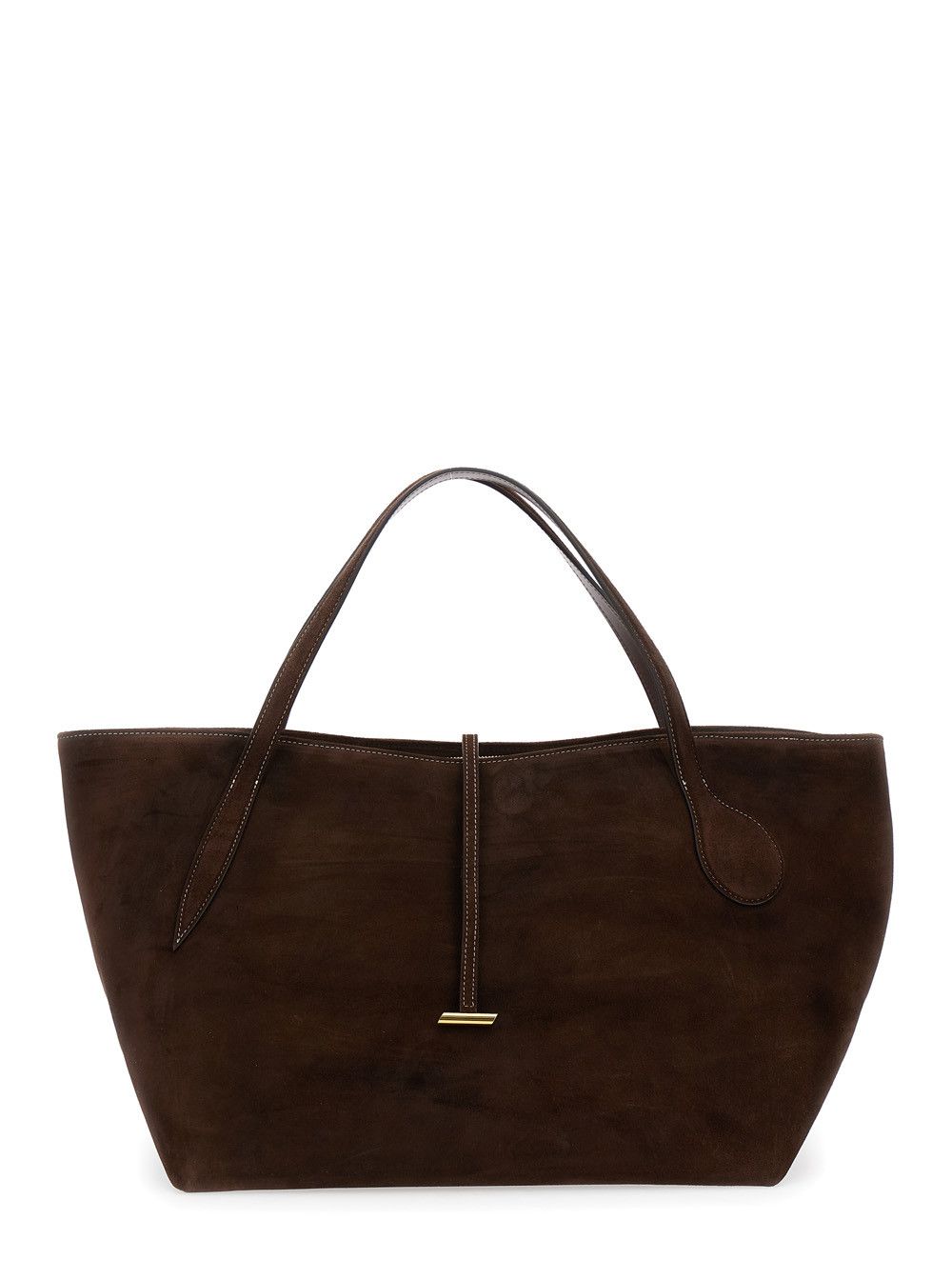 Liffner 'zip Penne' Brown Tote Bag With Two Top Handles And Logo Plaque On The Front In Leather Woman, Women's