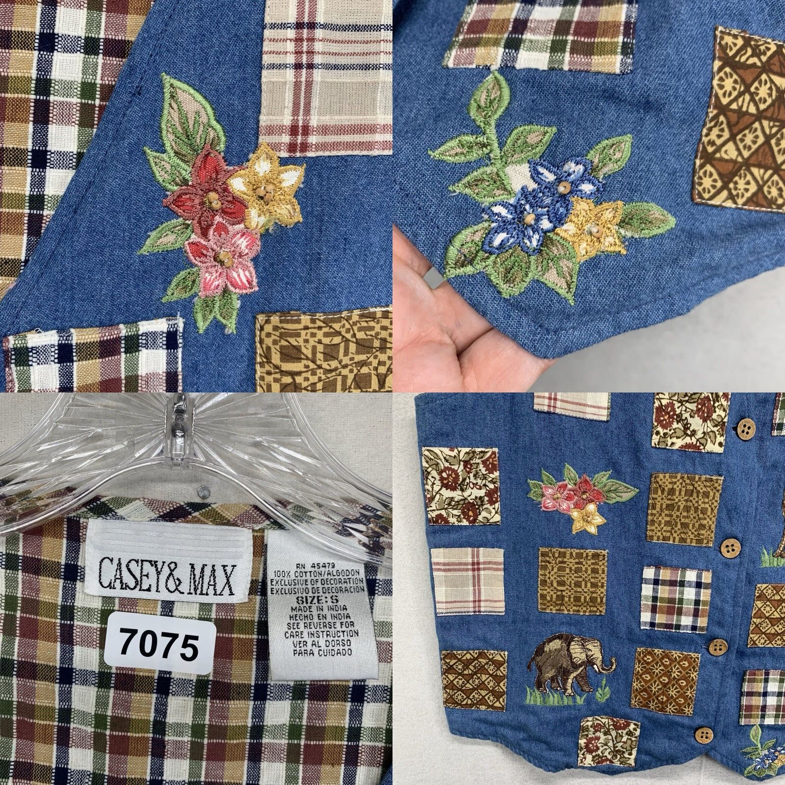 Vintage Vintage Casey Max Small Vest Patchwork Quilt Cottage Wild Animals Detailed Size S / US 4 / IT 40 - 8 Thumbnail