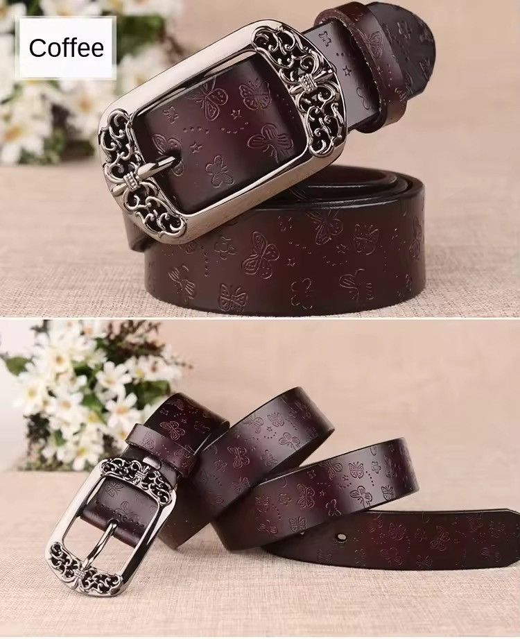 Cowboy Equipment 115 cm cow Leather American Western Floral Belt Size ONE SIZE - 6 Thumbnail