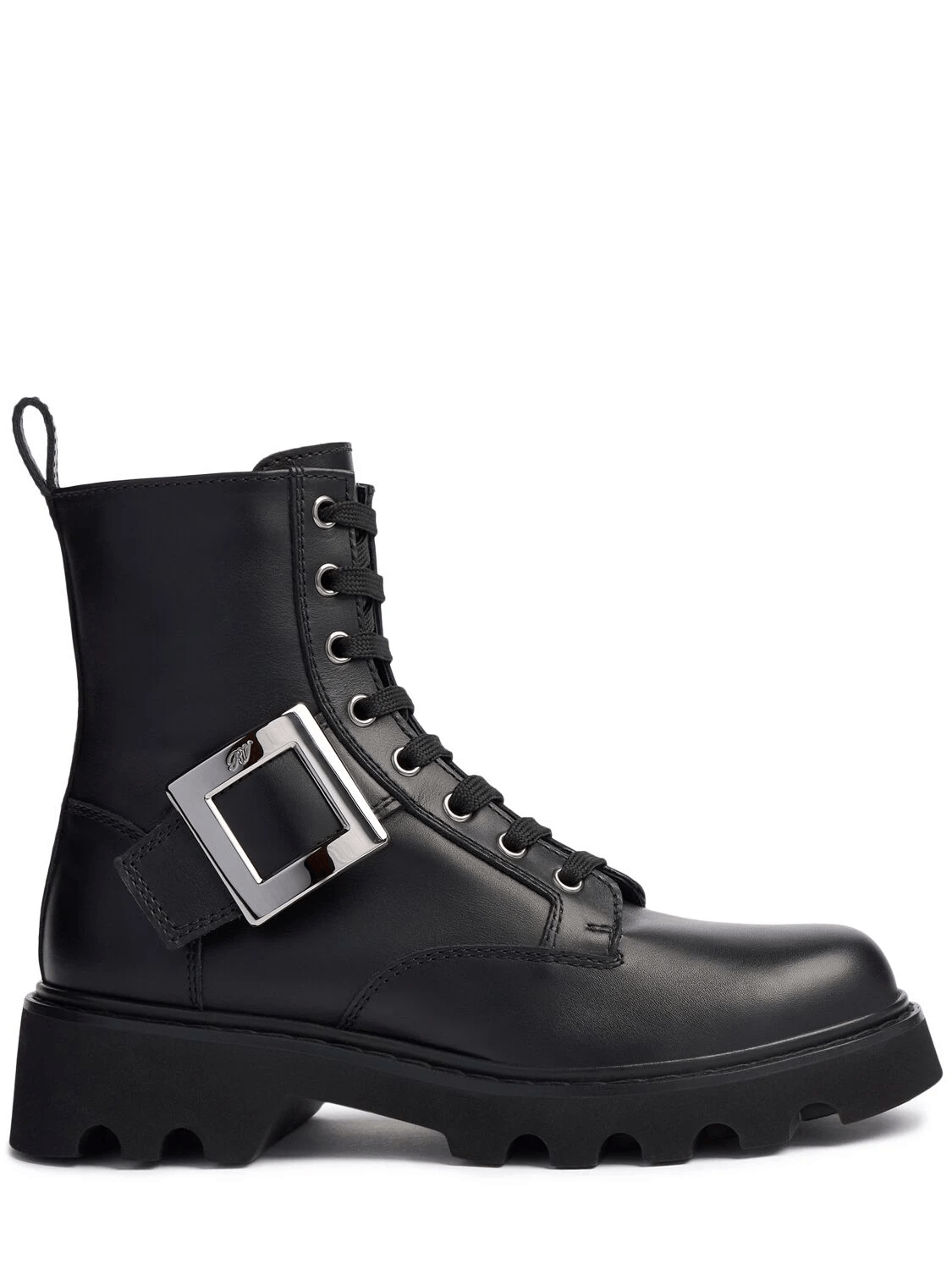 ROGER VIVIER Viv Rangers Black Leather Ankle Boots New