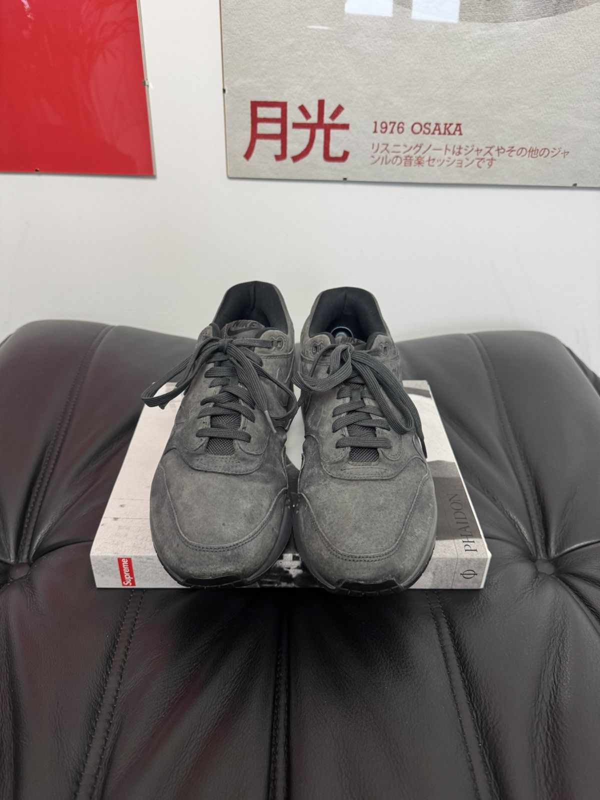 Nike Buty Nike Air Max 1 Premium Antracithe Low Washed Gray Kicks Size US 11 / EU 44 - 2 Thumbnail