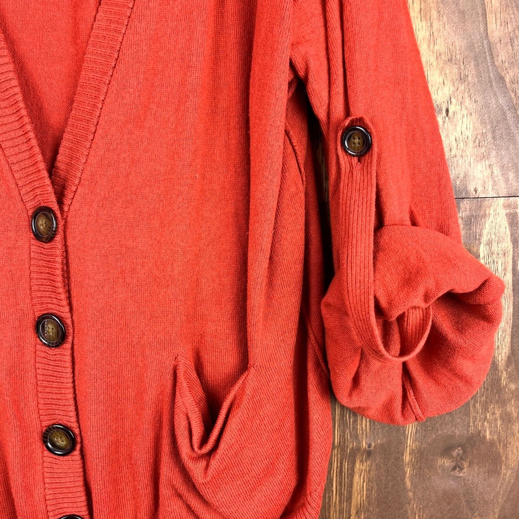 Jones New York Jones New York Womens Cardigan Orange Cashmere Wool Button Up Roll Tab Sleeve XL Size XL / US 12-14 / IT 48-50 - 5 Thumbnail
