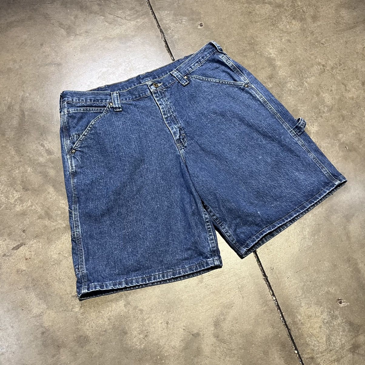 Lee × Vintage Vintage Lee Dungarees Baggy Denim Shorts Skater Wide Leg Y2K Size US 36 / EU 52 - 7 Thumbnail