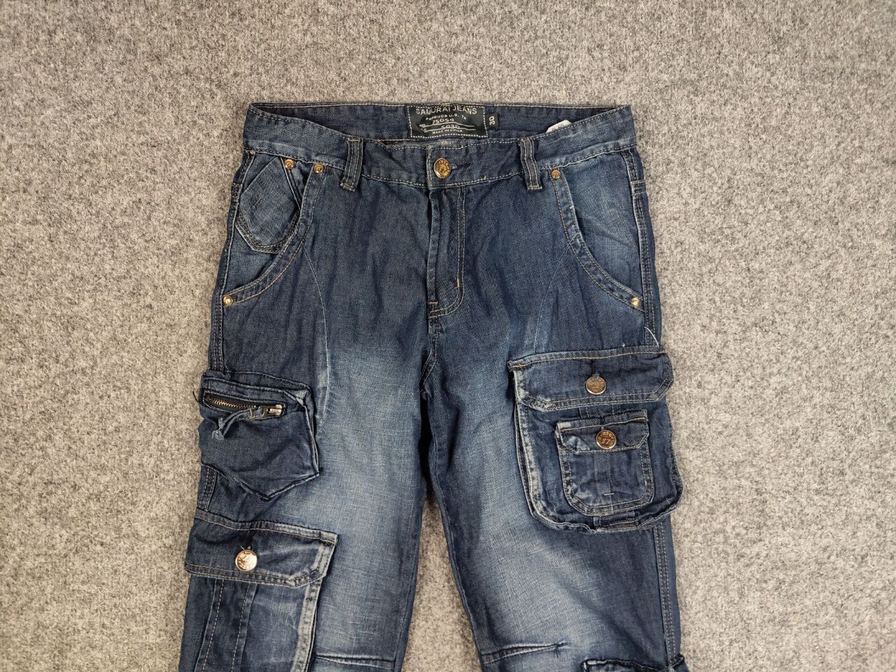 Japanese Brand Vintage if six was nine Style Y2K Faded Denim Cargo Jeans Size US 31 - 11 Thumbnail