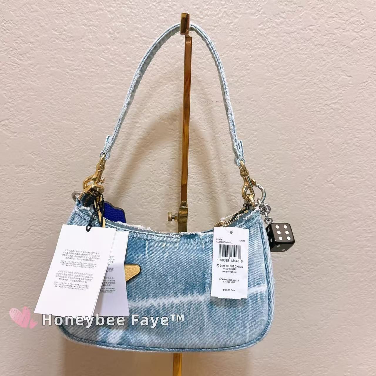 Coach Teri Shoulder Bag In Loved Denim With Charms CDY76 Size ONE SIZE - 3 Thumbnail