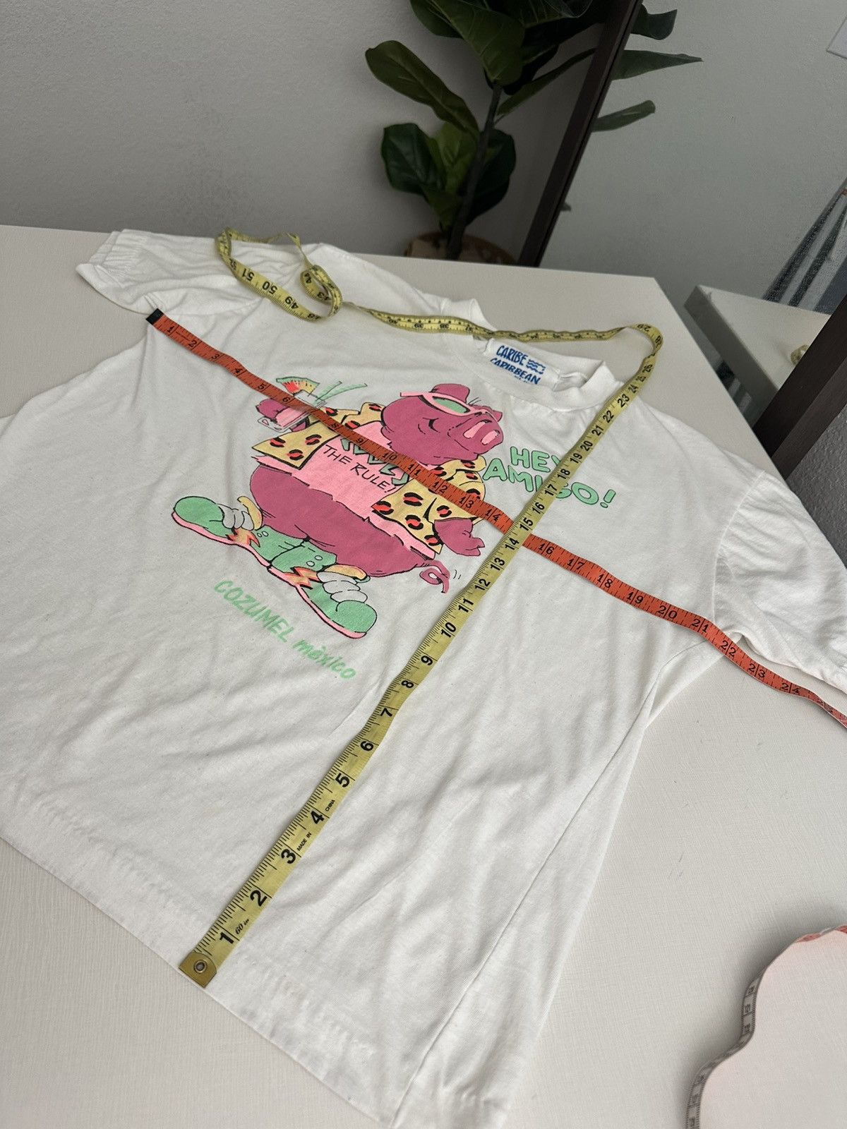 Caribbean × Vintage Vintage 80s Cool Pig Cozumel Mexico Souvenir Tshirt RARE Size XL / US 12-14 / IT 48-50 - 8 Thumbnail