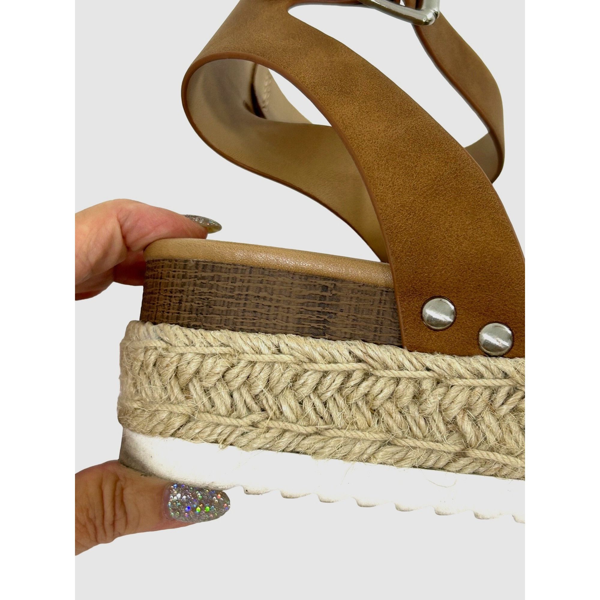 Other Soda Tuckin Sandals 9 Espadrilles Wedge Platform Tan Brown A Size US 9 / IT 39 - 8 Thumbnail