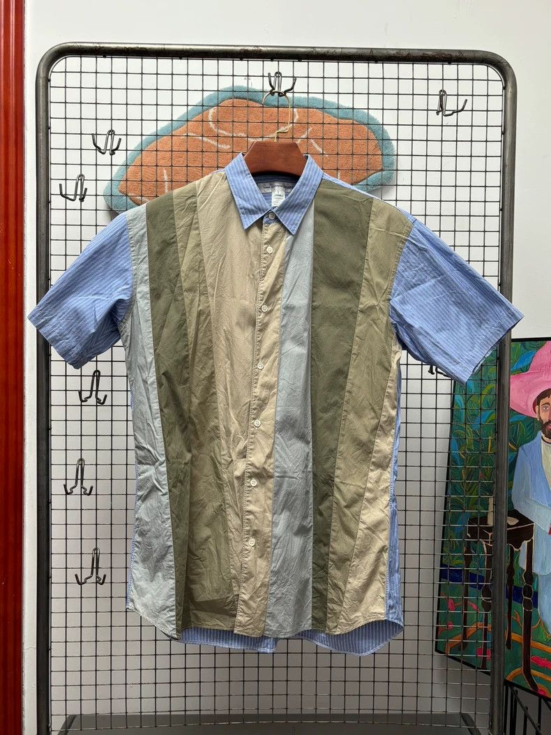 Comme des Garcons Comme Des Garcons Green striped print shirt Size US XL / EU 56 / 4 - 2 Thumbnail
