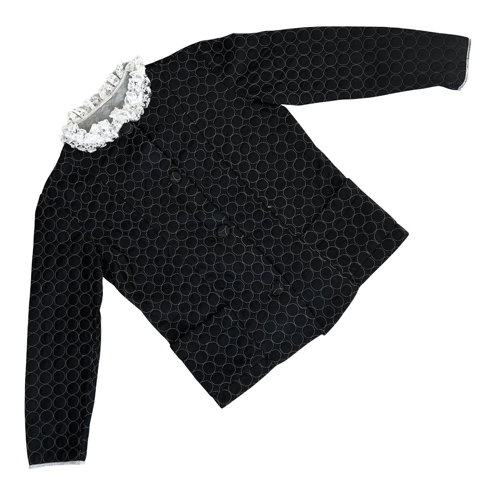 image of Vintage Sundazed (Norway) Tangafill Insulated Knit Ruffle Jacket : M in Black, Women's (Size Medium
