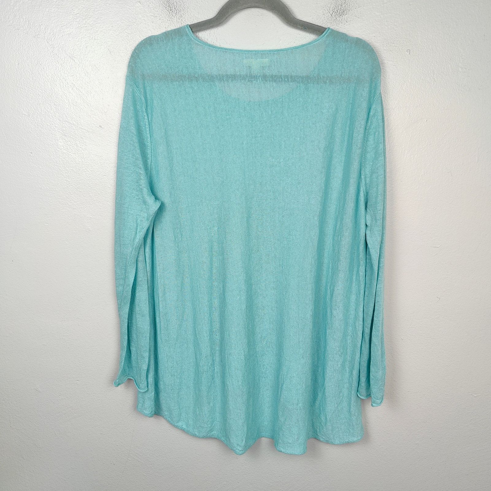 Eileen Fisher Eileen Fisher Semi-Sheer Linen Top Womens Medium Teal Green Size M / US 6-8 / IT 42-44 - 4 Thumbnail