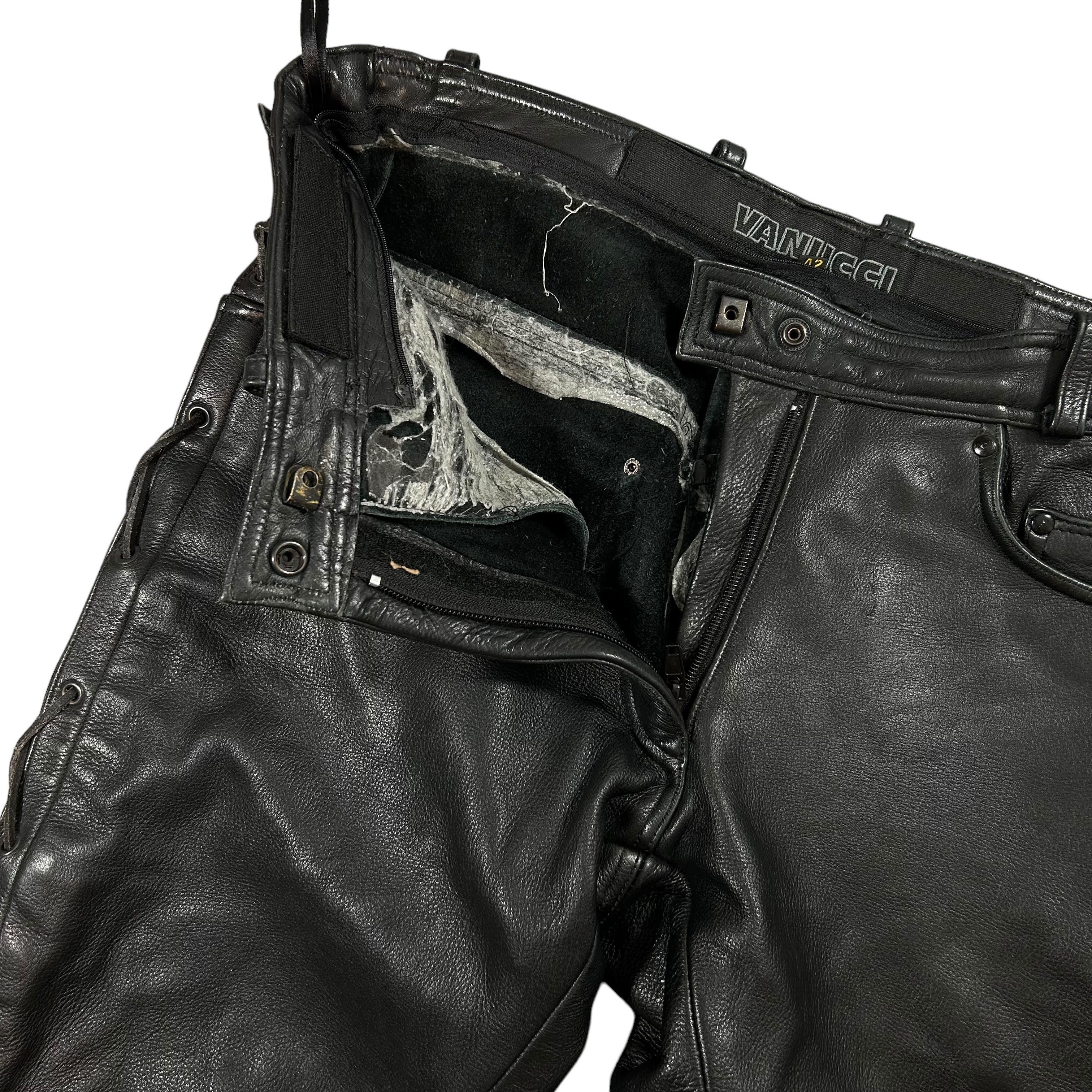Genuine Leather × Vintage Vintage Black Vanucci Motorcycle Genuine Leather Pants W34 Size US 34 / EU 50 - 4 Thumbnail