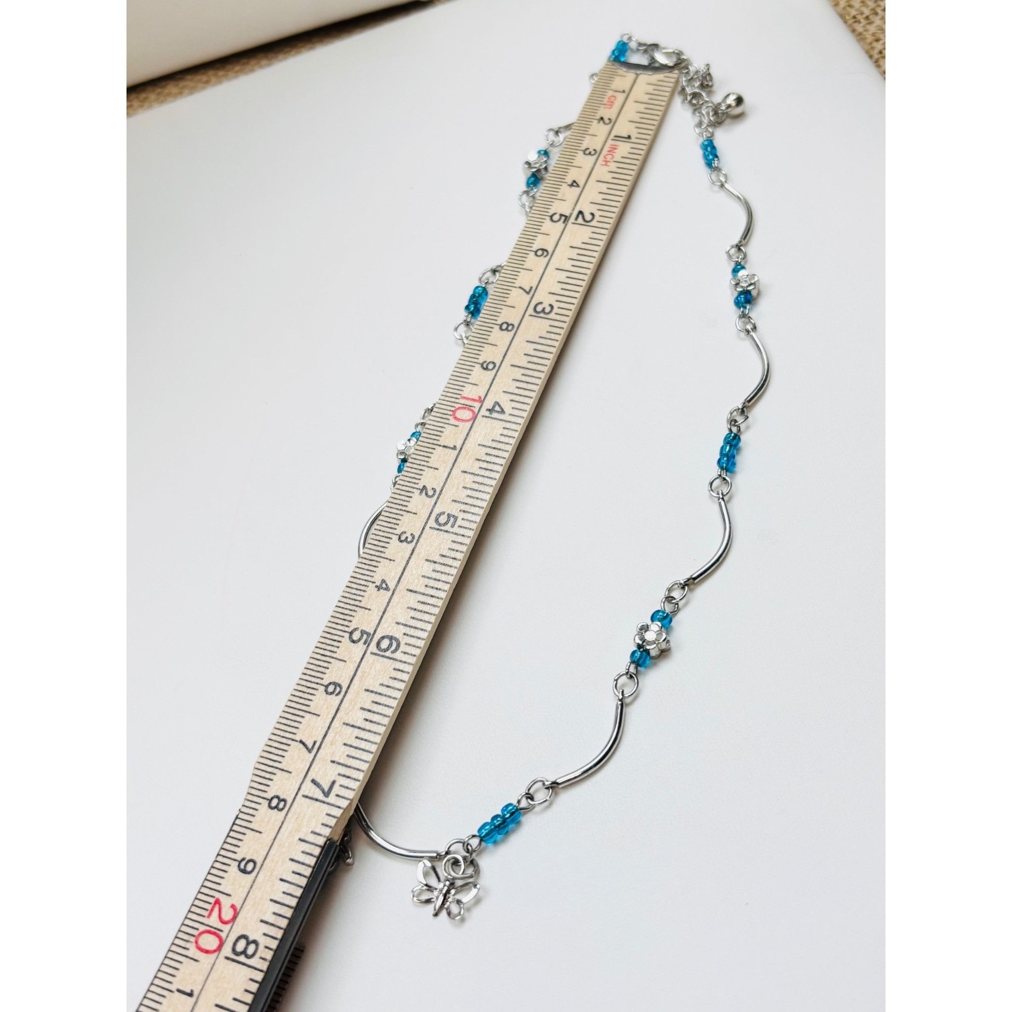 Other Butterfly & Bear Charm Silver Necklace With Blue Beads Size ONE SIZE - 6 Thumbnail