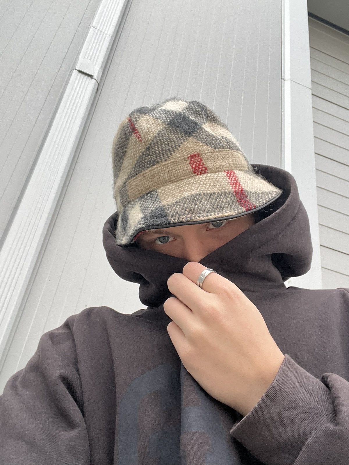 Burberry Burberry Wool Hat Nova Check Size 30 - 3 Thumbnail