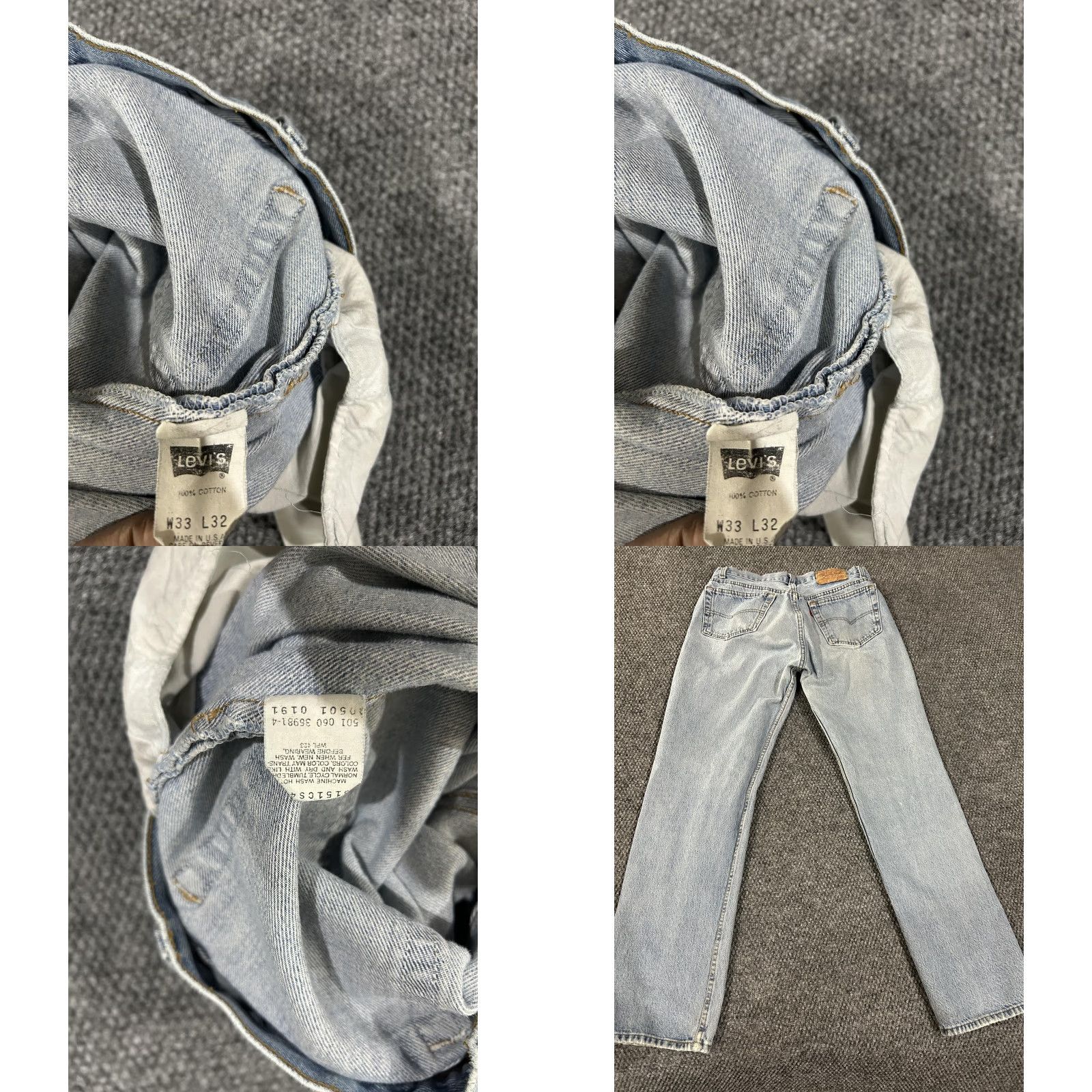 Levi's VINTAGE Levi's 501 Jeans Mens 33x31 Blue Wash Button Fly Made USA 90s Distressed Size US 33 - 8 Thumbnail