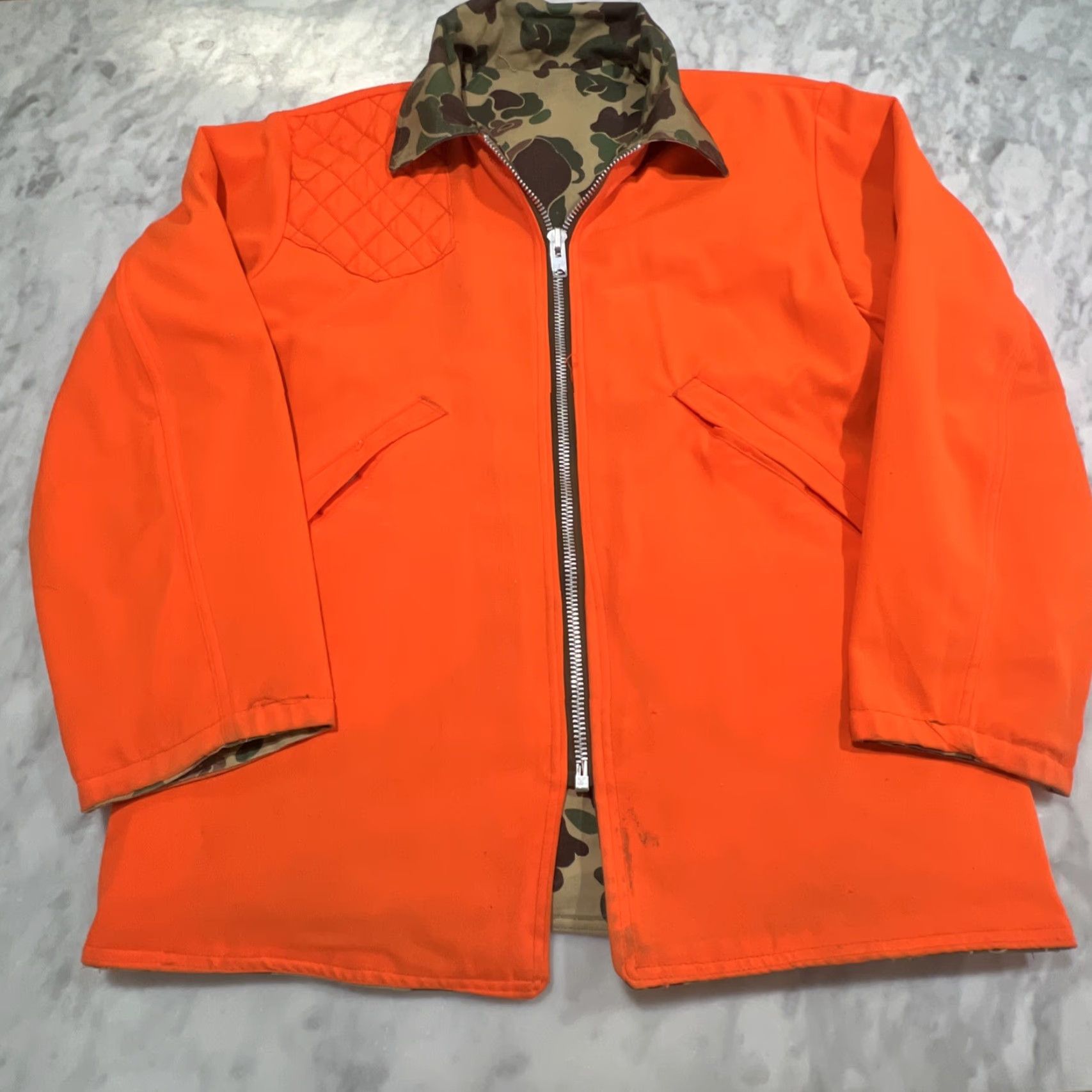 Sears VINTAGE Sears Roebuck Duck Woodland Camo Reversible Hunting Jacket & Pants Men L Camouflage 70s Cotton Canvas Field Jacket Size US 33 - 4 Thumbnail