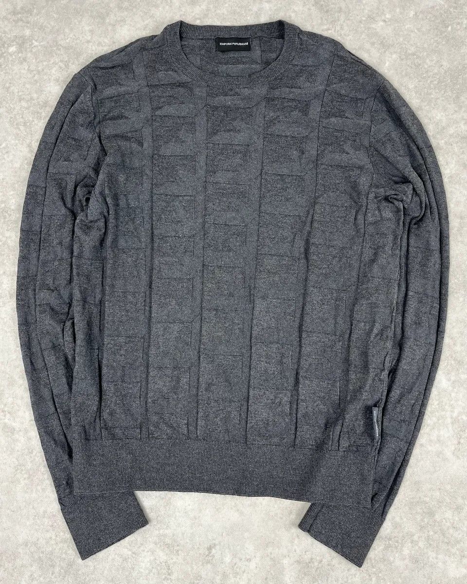 Emporio Armani Emporio Armani Grey Square Wool Sweater Size US M / EU 48-50 / 2 - 4 Thumbnail