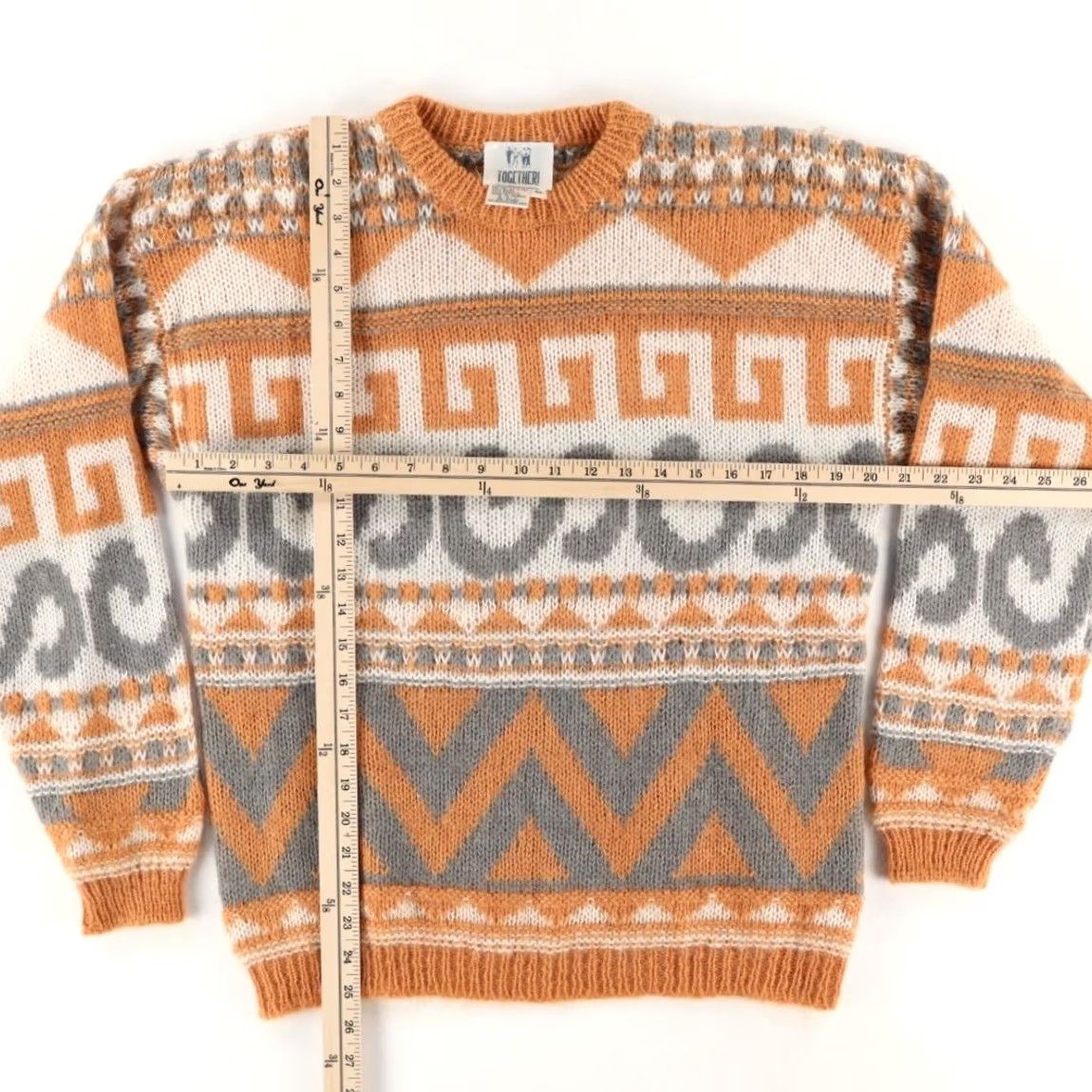 Vintage VTG Together! Knit Crewneck Striped Long Sleeve Sweater Orange Men's M Size US M / EU 48-50 / 2 - 3 Thumbnail