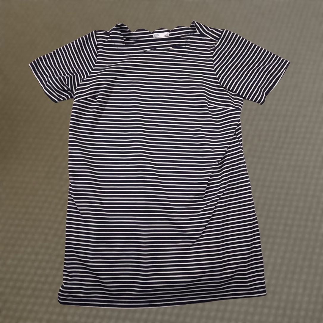 Croft & Barrow Croft & Barrow Dress T-Shirt Dress Womens 1X Navy White Stripe Scallop Neck Casual Size XL / US 12-14 / IT 48-50 - 1 Thumbnail