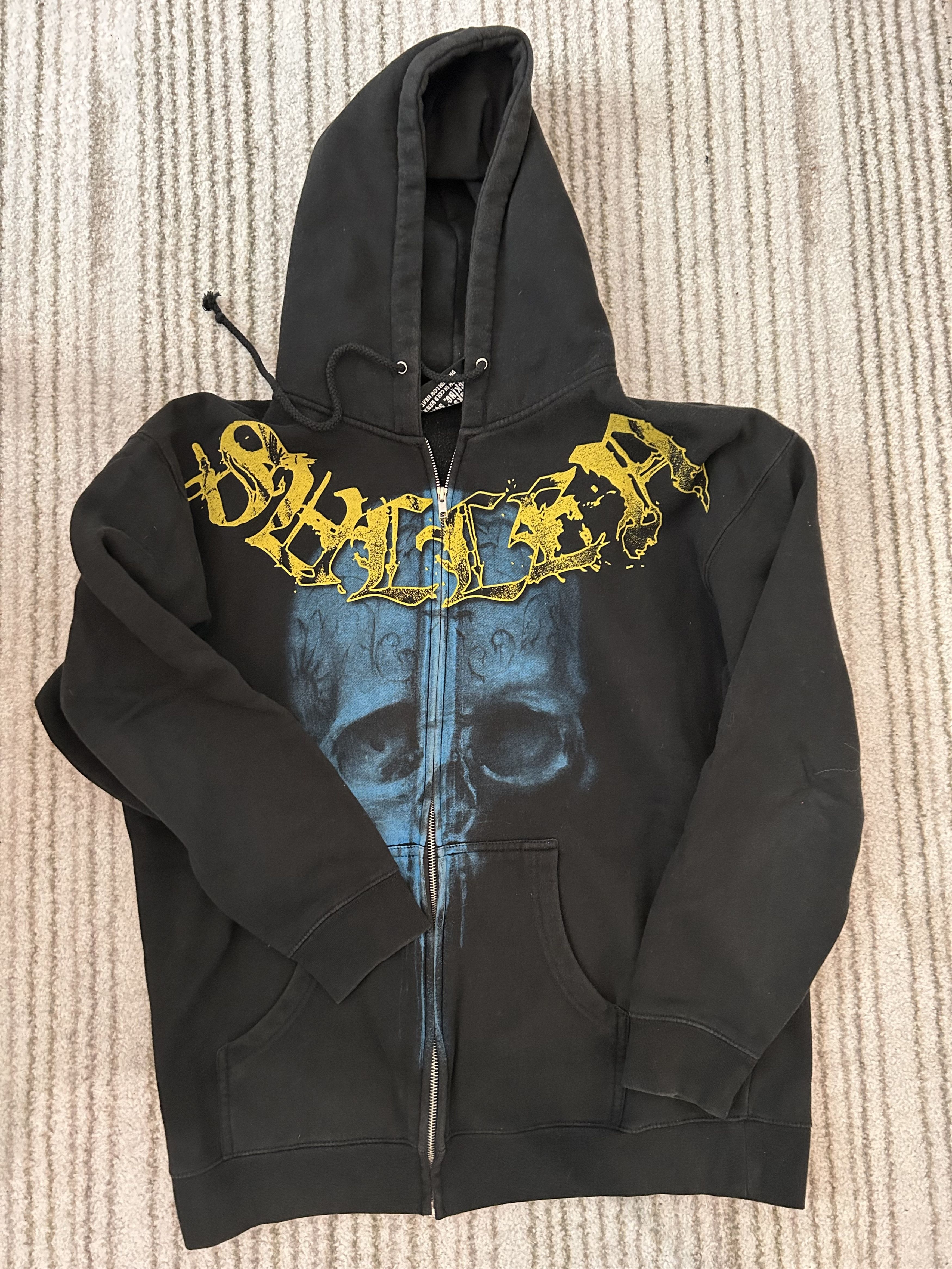 Vintage sullen emo goth black skull hoodie Size US L / EU 52-54 / 3 - 8 Thumbnail
