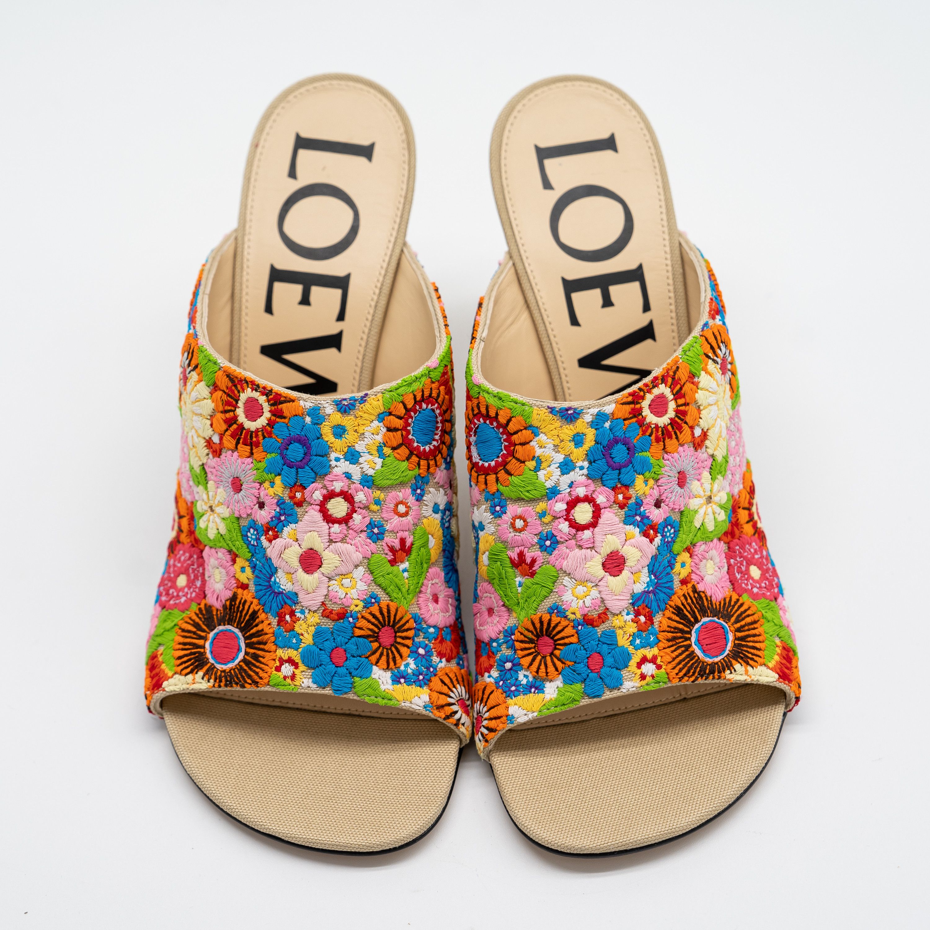 Loewe Loewe Calle Floral Embroidered Open Mule Sandals Size US 8 / IT 38 - 3 Thumbnail