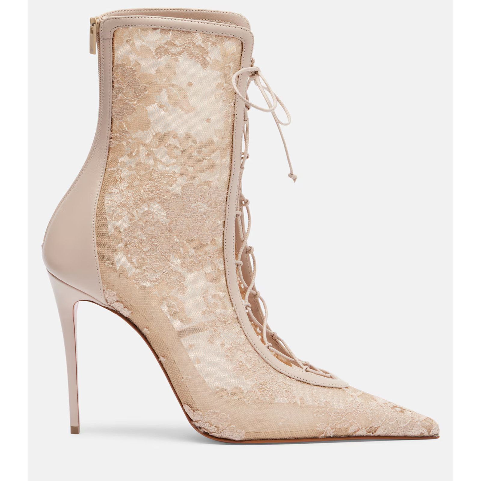 Christian Louboutin KM Lace Booty 100 Pearl Beige Lace Up Ankle Heel Bootie 40 Size US 10 / IT 40 - 5 Thumbnail