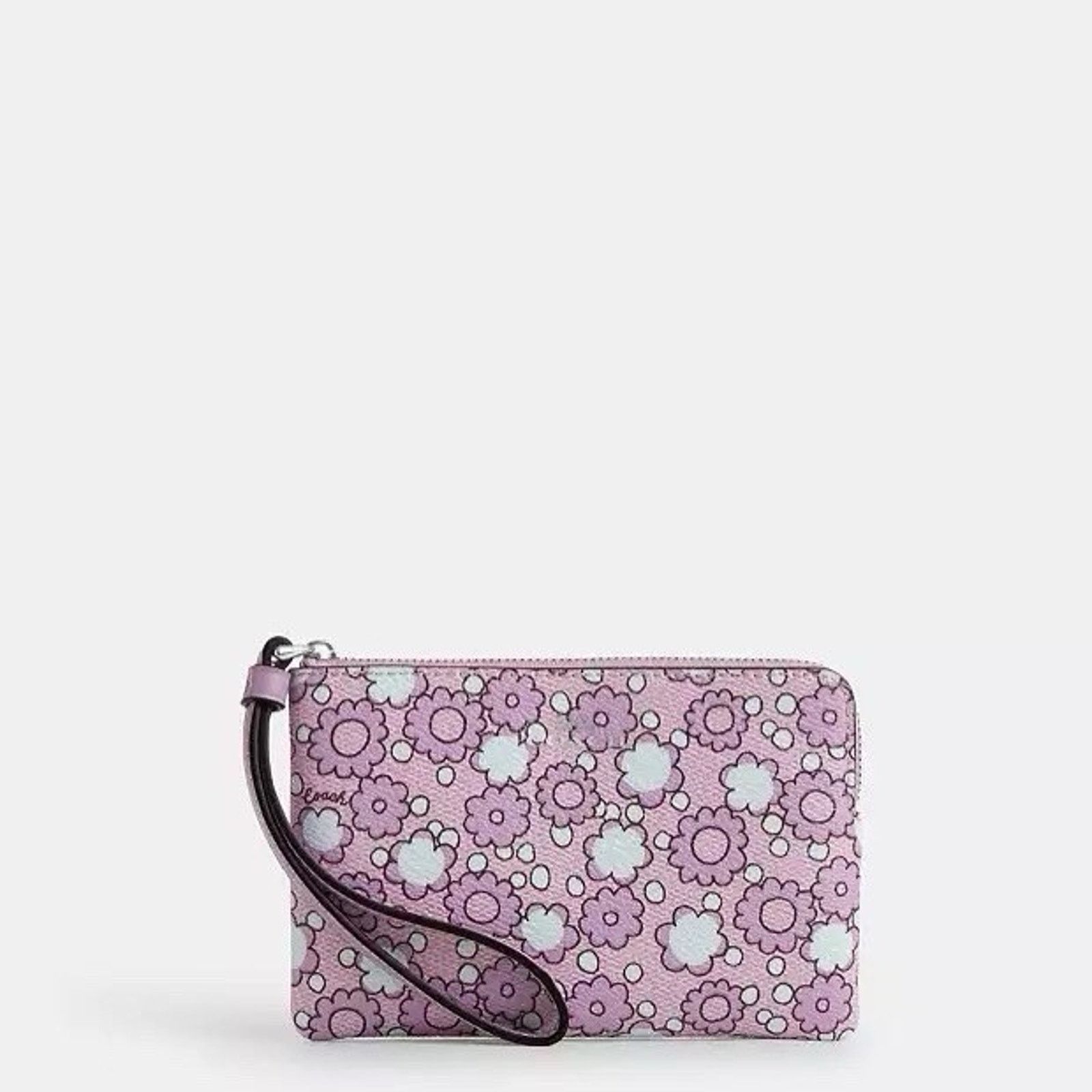 Coach NWT Coach Corner Zip Wristlet CBP28 Purple Floral Canvas Size ONE SIZE - 4 Thumbnail