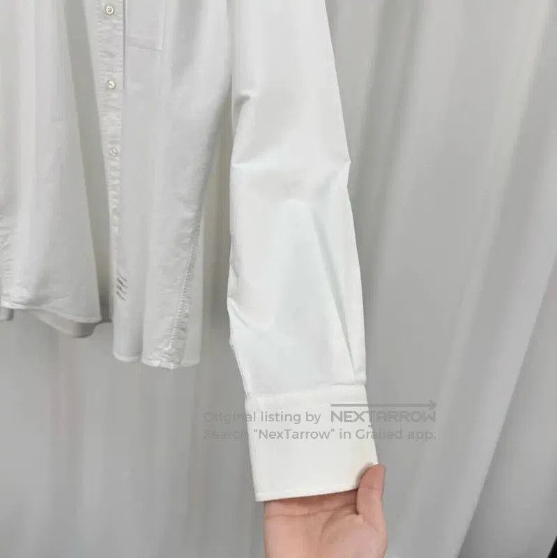 Other Thom Browne White Striped Embroidered Long Sleeve Shirt . Size US L / EU 52-54 / 3 - 4 Thumbnail