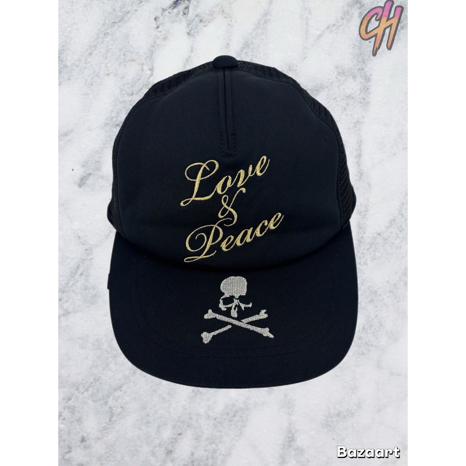Mastermind Japan Mastermind World 'Love & Peace' Black Trucker Hat Size MD Size ONE SIZE - 1 Thumbnail