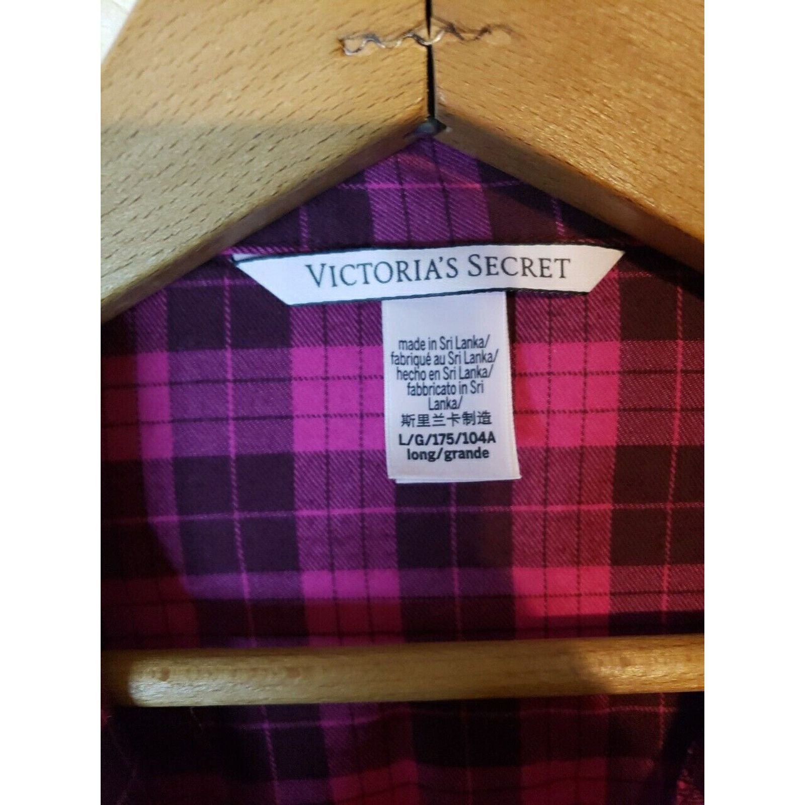 Victoria's Secret Victoria's Secret Pajama Top Womens Large Pink Plaid Size ONE SIZE - 3 Thumbnail