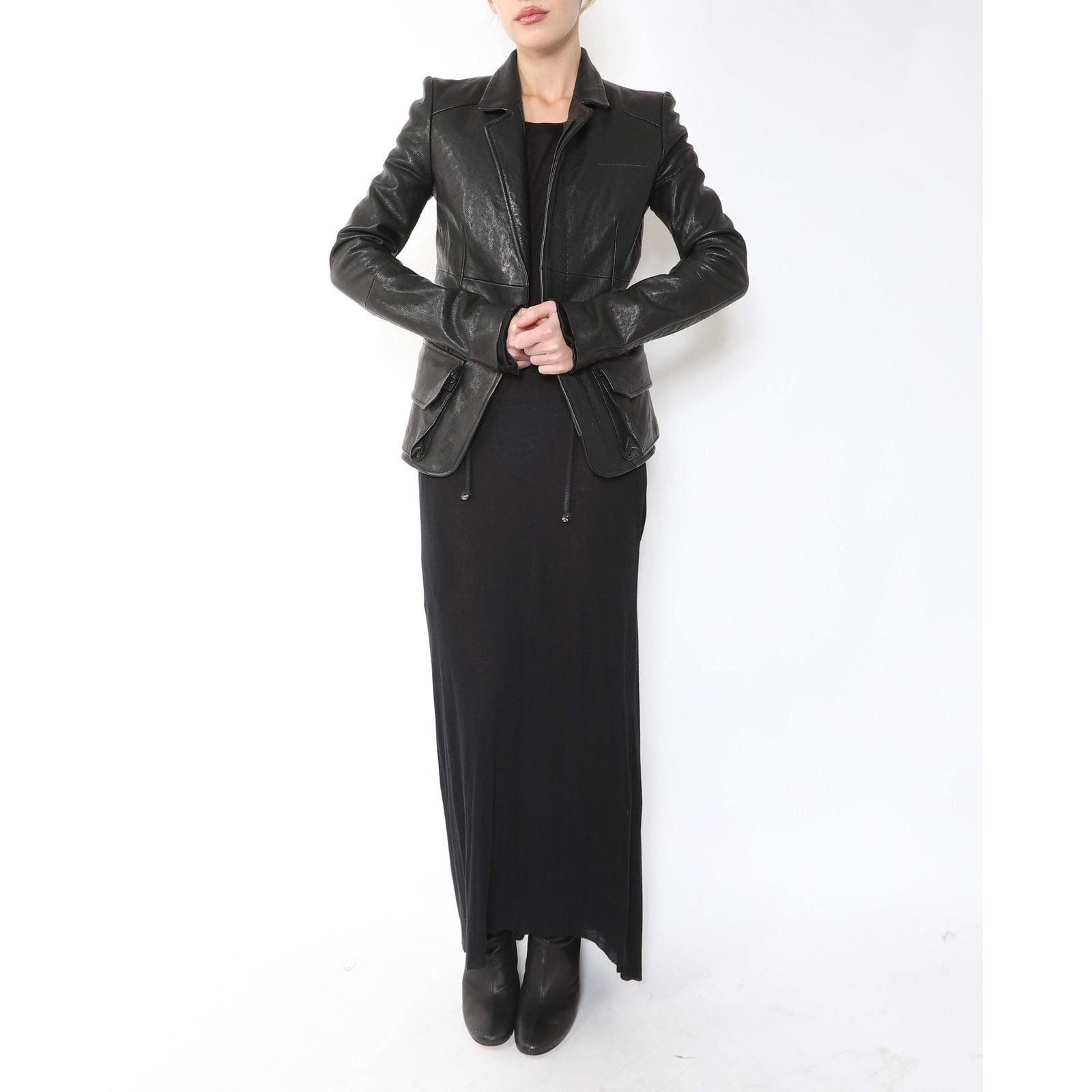 Haider Ackermann FW16 Military Blazer in Black Leather Size XS / US 0-2 / IT 36-38 - 5 Thumbnail