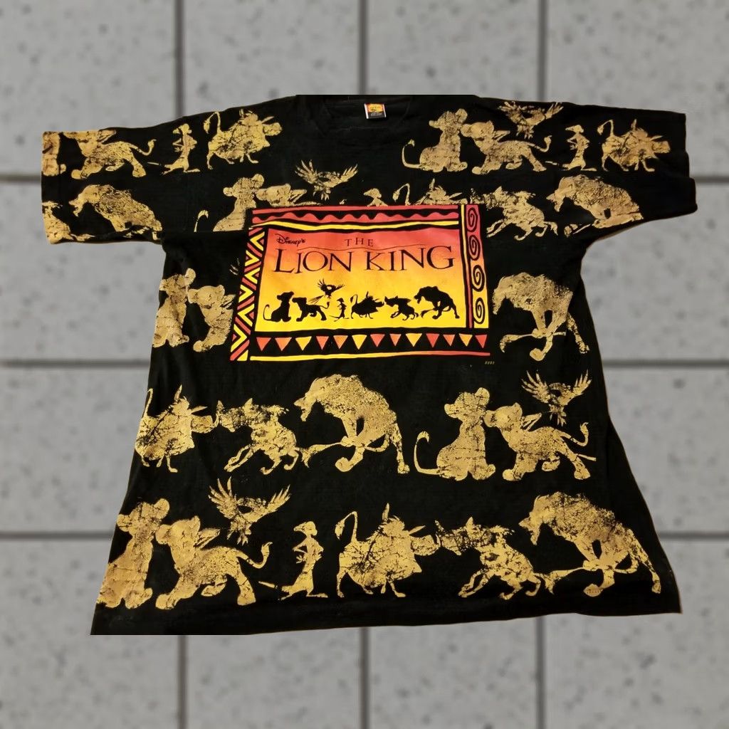 Disney VINTAGE Mens Disney The Lion King Shirt OSFA L Large Black Cotton 90s Mens Size US L / EU 52-54 / 3 - 1 Thumbnail