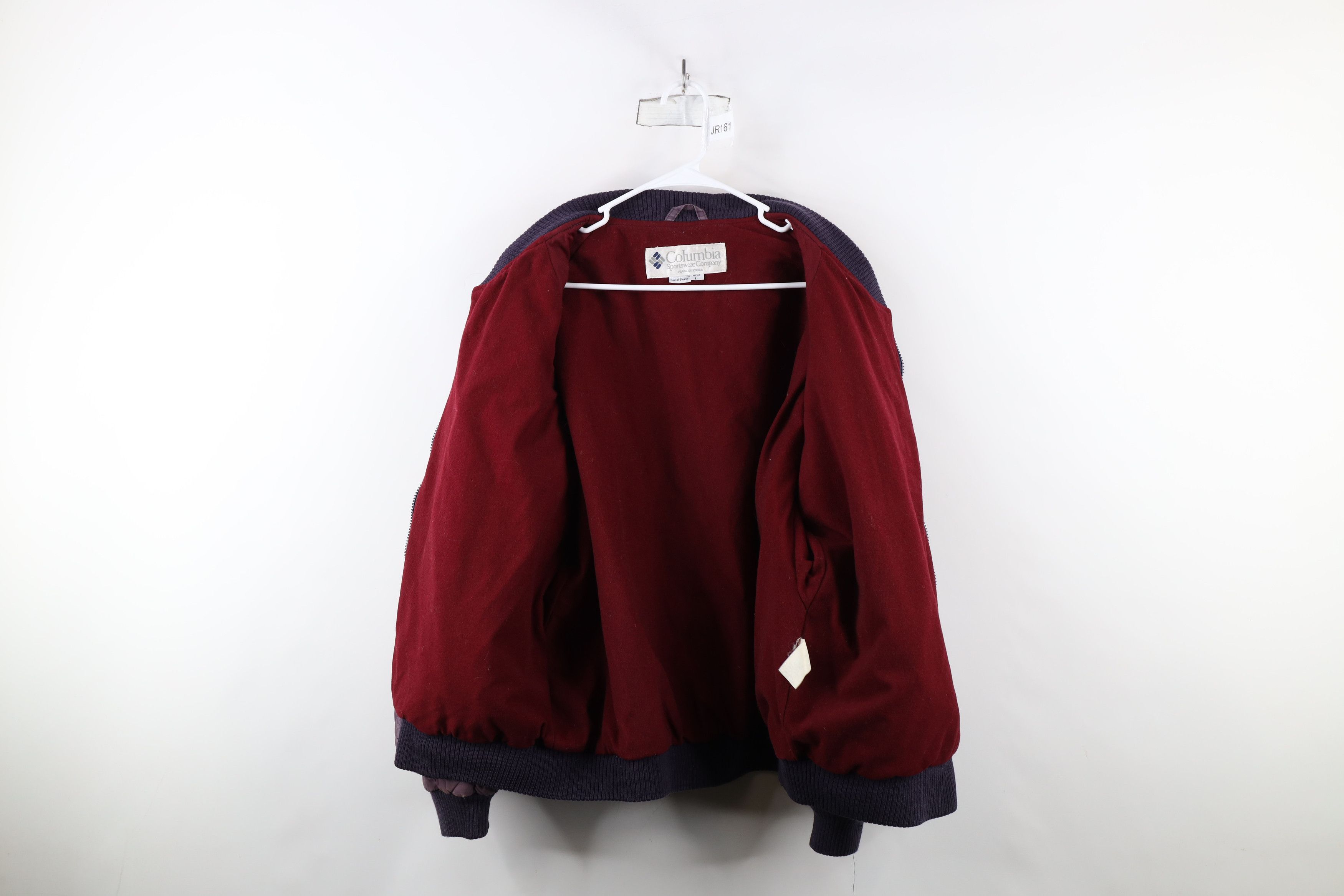 Columbia × Vintage Vintage 90s Columbia Spell Out Quilted Bomber Jacket Purple Size US L / EU 52-54 / 3 - 9 Thumbnail