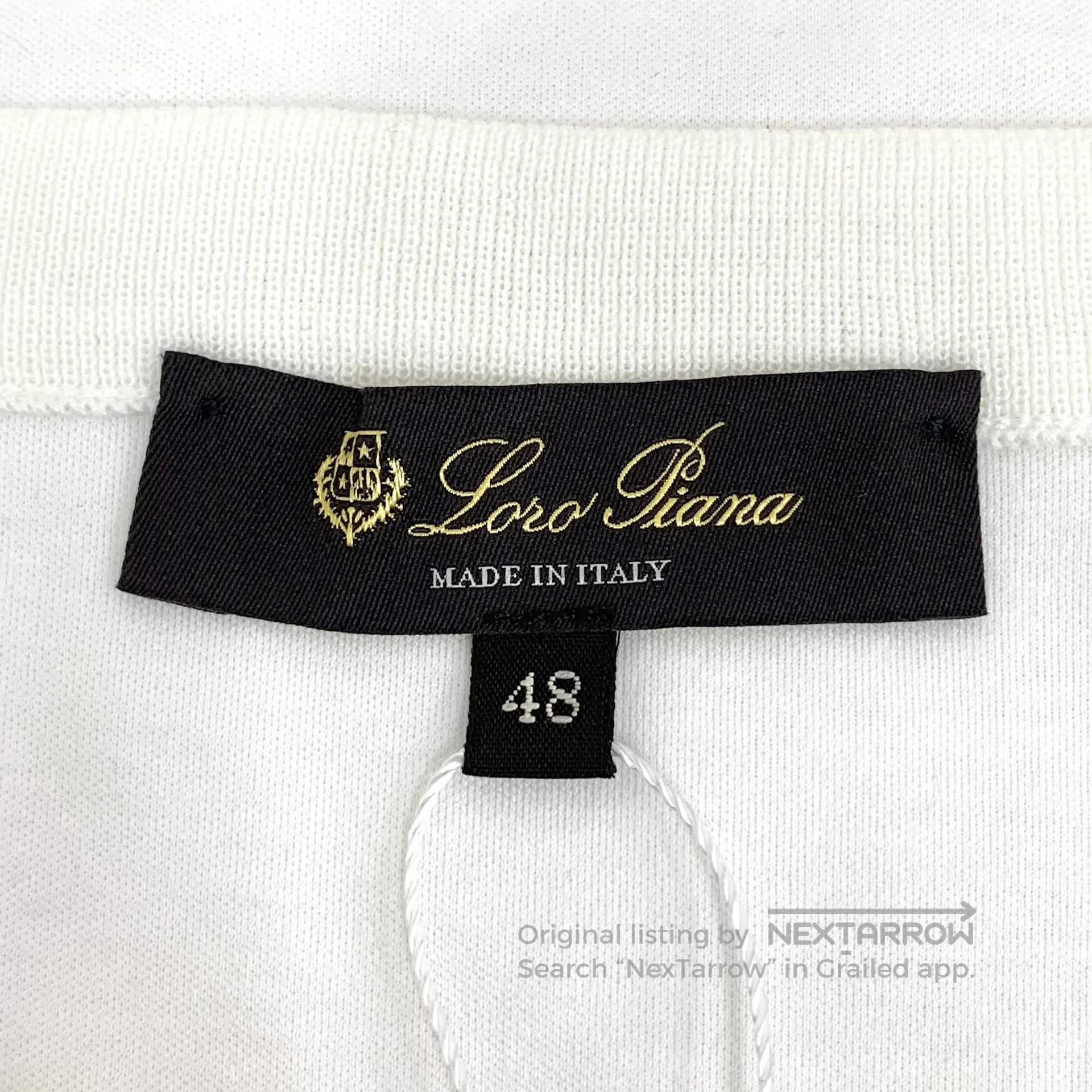 Loro Piana Loro Piana White Logo Embroidered Cotton Round Neck Short Size US M / EU 48-50 / 2 - 6 Thumbnail