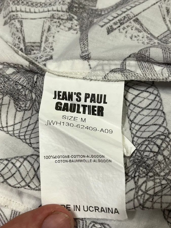 Designer × Jean Paul Gaultier × Vintage 2000s Jean Paul Gaultier Parisian Eiffel Tower Graphic White Shirt Size US S / EU 44-46 / 1 - 9 Thumbnail