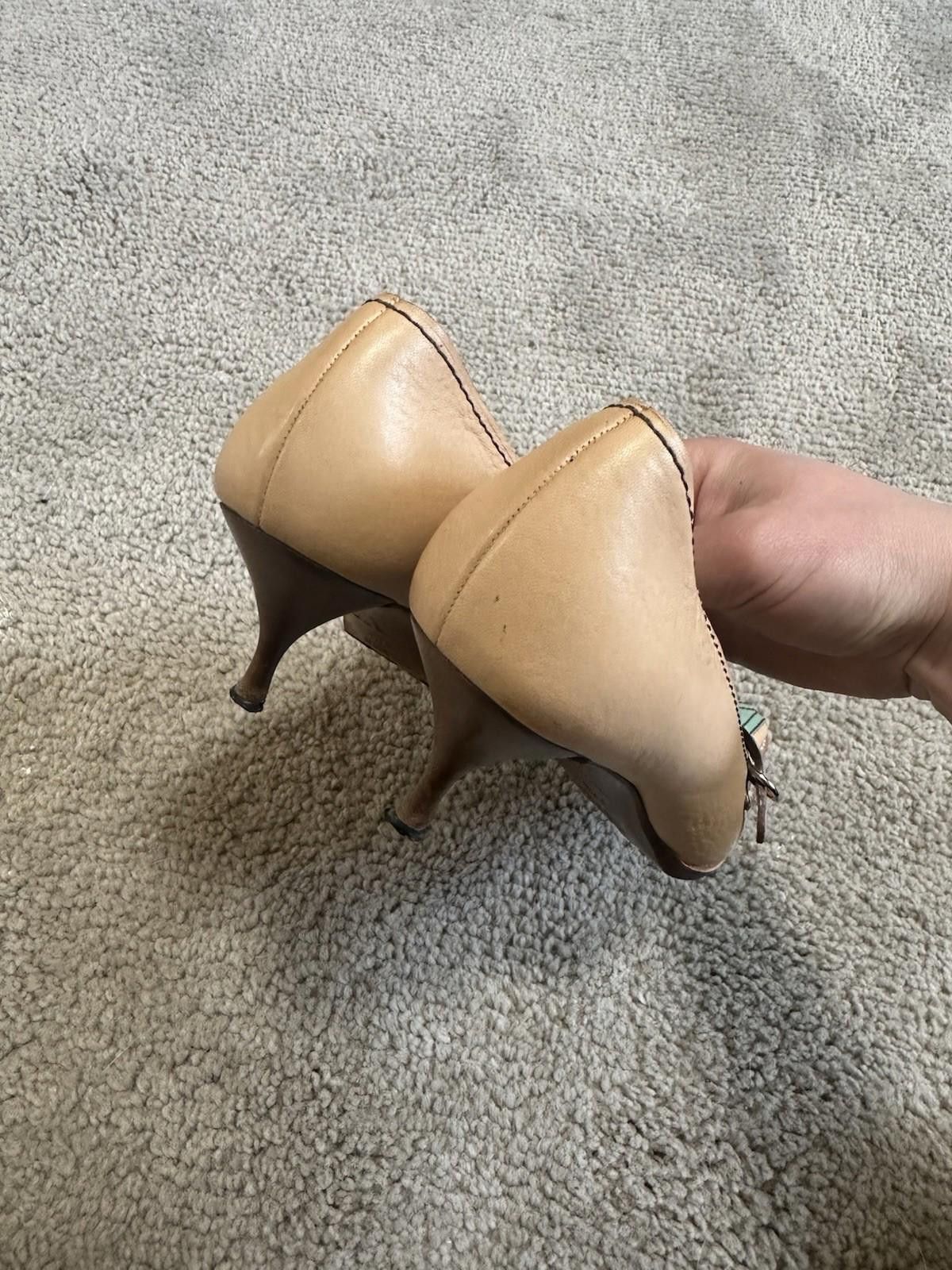 Prada Prada Camel Leather heels size 37.5 Size US 6.5 / IT 36.5 - 6 Thumbnail