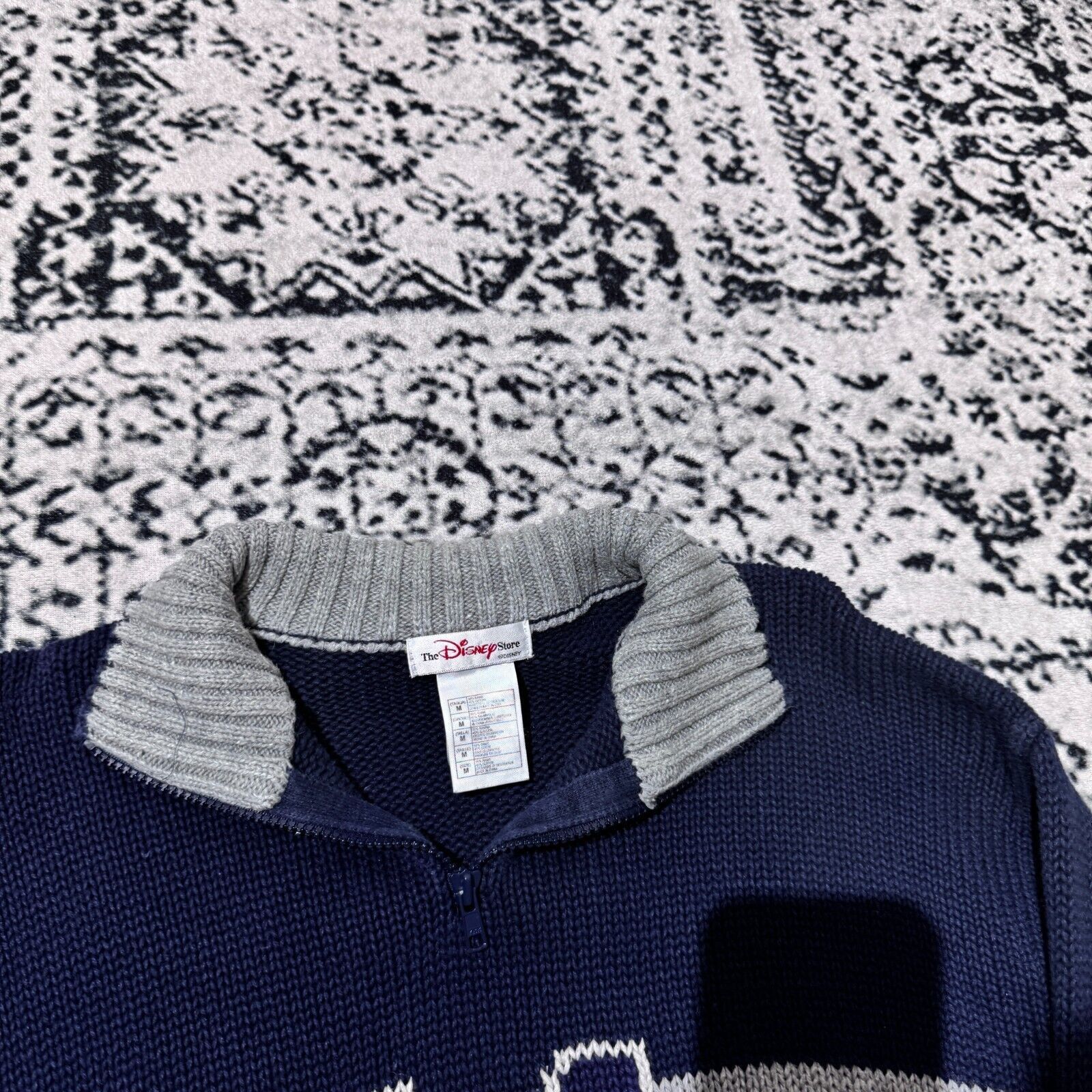 Disney × Vintage Vintage Disney Navy Cotton Halfzip Sweater Size L Y2K 90s Size US L / EU 52-54 / 3 - 5 Thumbnail