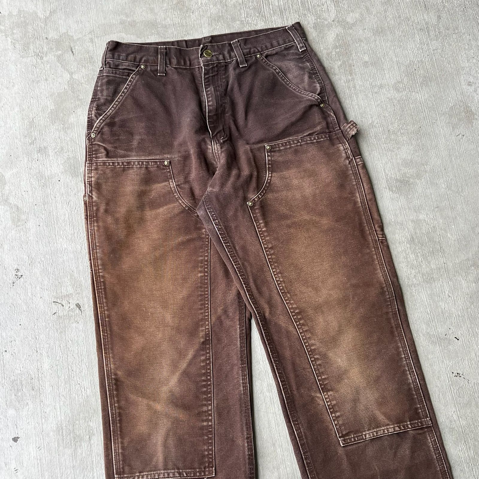 Carhartt × Vintage Carhartt faded brown double knee work wear carpenter pants Size US 29 - 2 Thumbnail