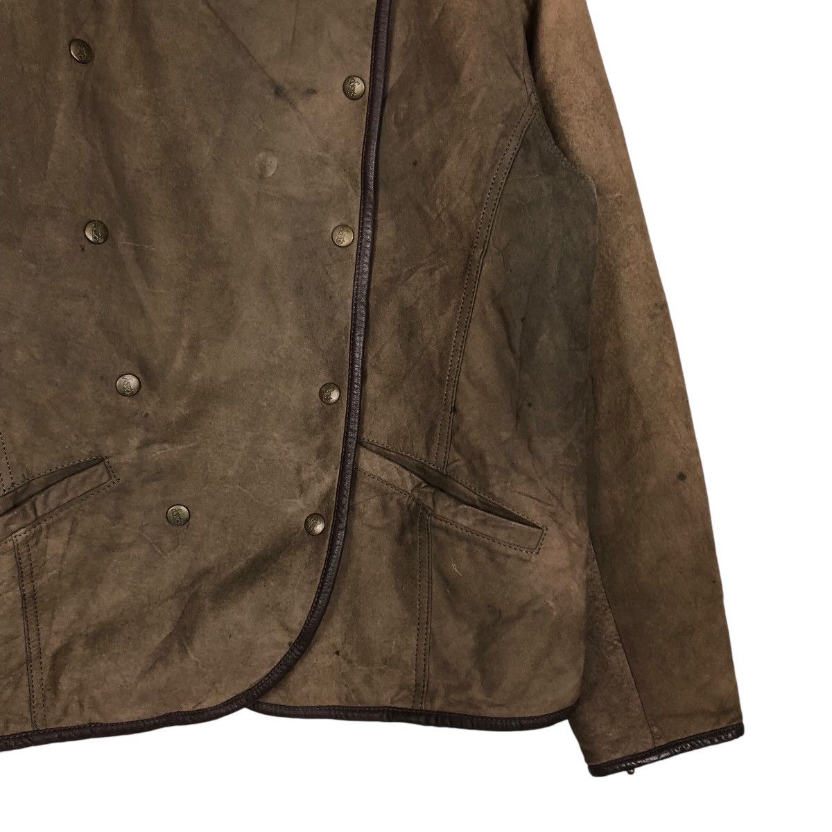 Japanese Brand 📌 Biker Leather Jacket Double Collar Shearling Issey Miyake Size US M / EU 48-50 / 2 - 6 Thumbnail