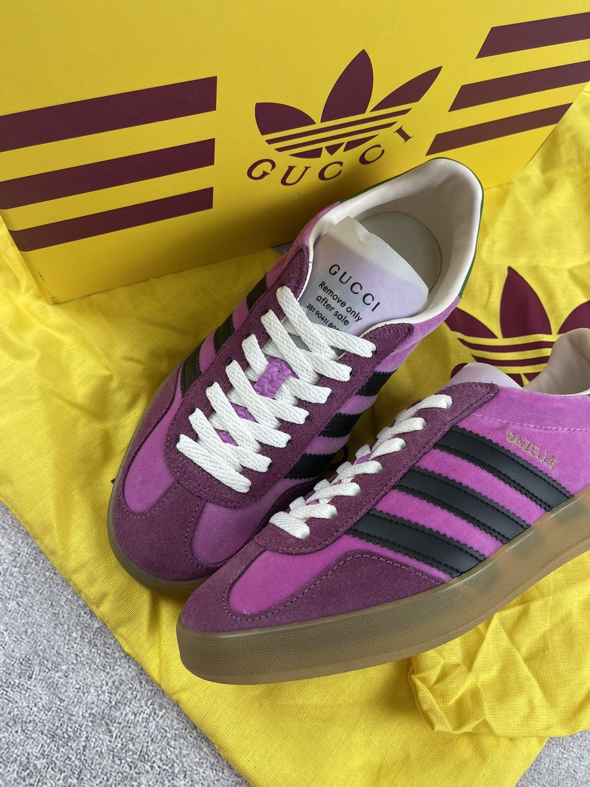 Adidas Adidas x Gucci Gazelle Velvet Pink Size US 7 Women’s Size US 7 / IT 37 - 4 Thumbnail