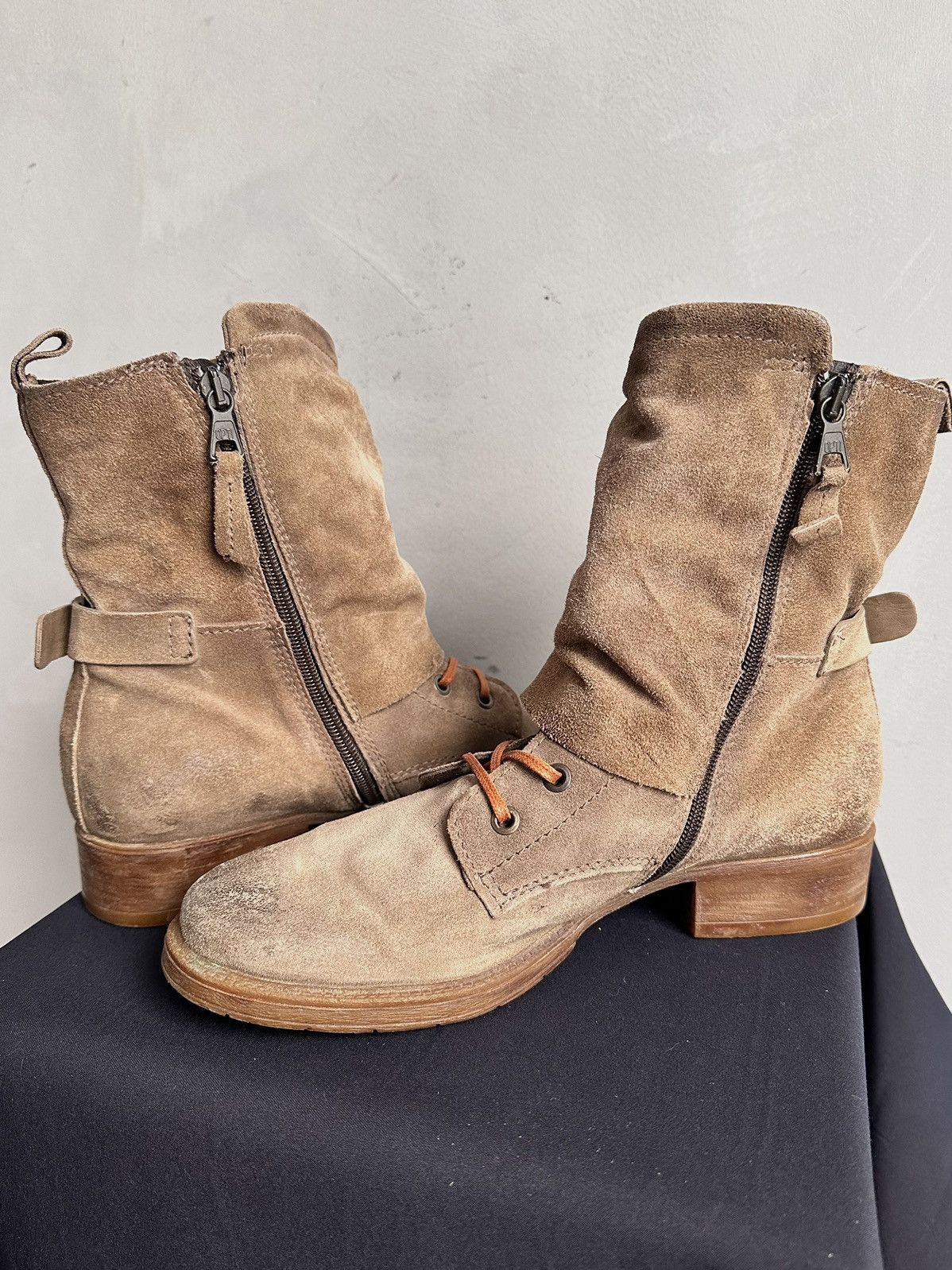 A.S.98 Wow😻LEATHER BOOTS AS 98 IFSIXWASNINE METAL ZIP FAUX POELL Size US 7.5 / EU 40-41 - 8 Thumbnail