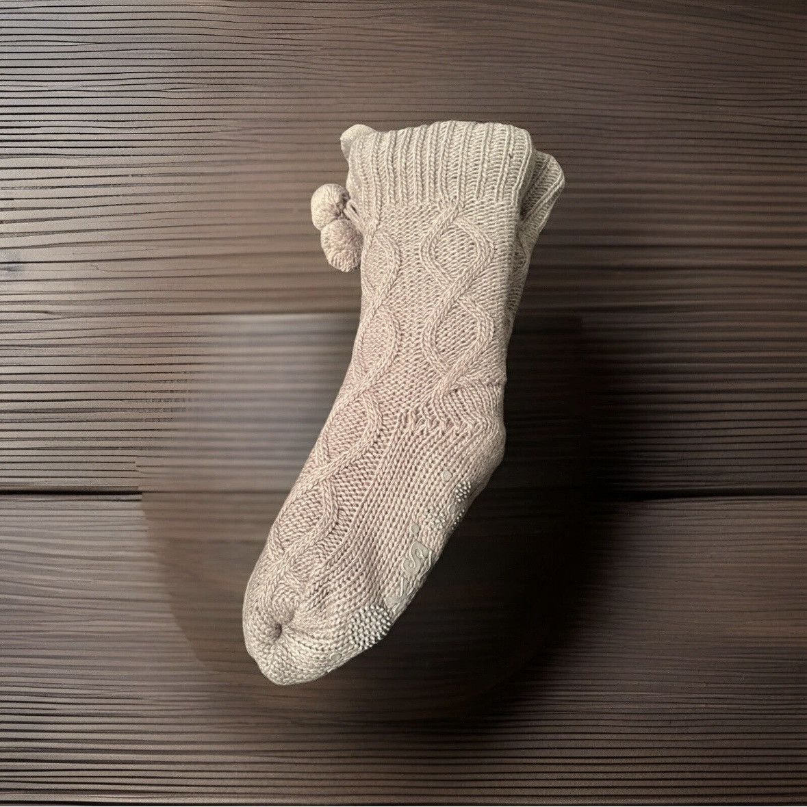 Other MUK LUKS Knit Slipper Socks Pom Pom S/M NWT Size ONE SIZE - 2 Thumbnail