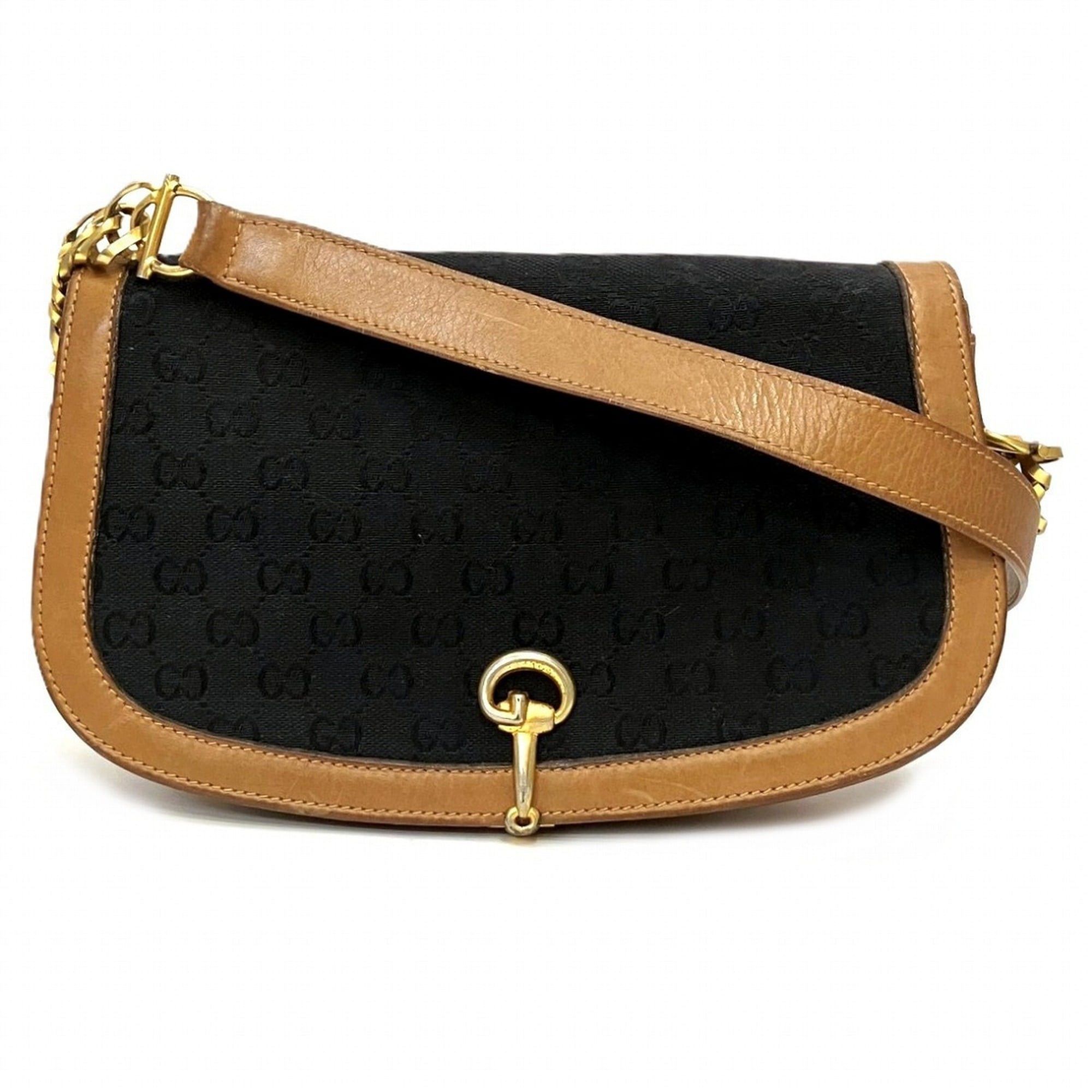 Gucci Gucci shoulder bag, Horsebit design, GG canvas and leather. Size ONE SIZE - 1 Thumbnail