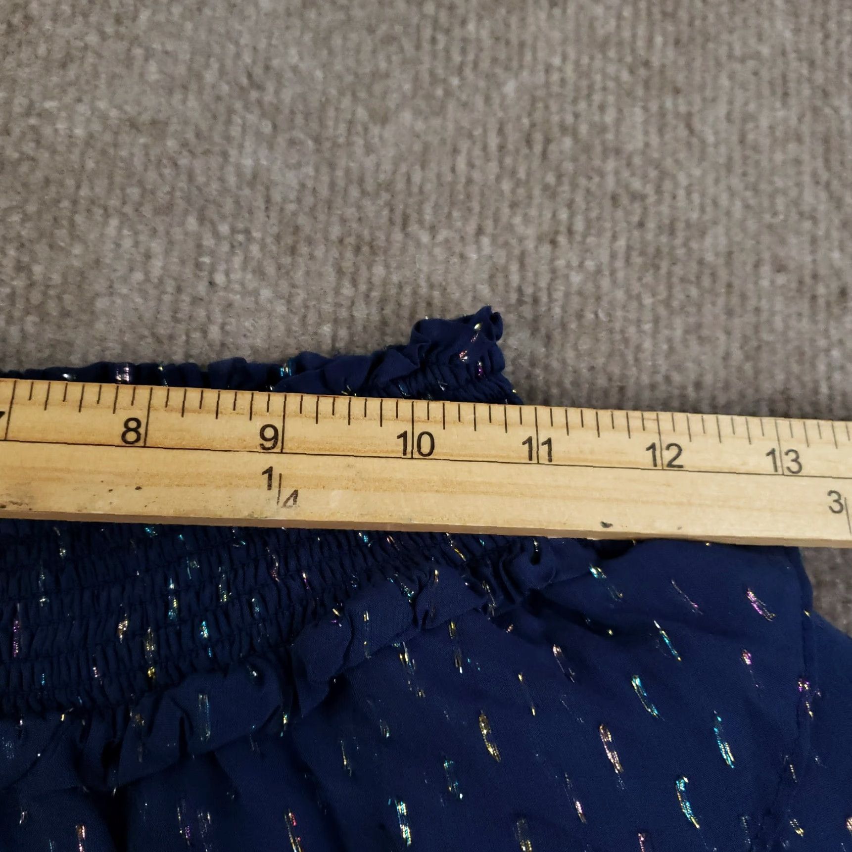 Ramy Brook Ramy Brook Skirt Women S Blue Layered Mini Short Lined Smocked Elastic Waist Glitter Size 28" / US 6 / IT 42 - 3 Thumbnail