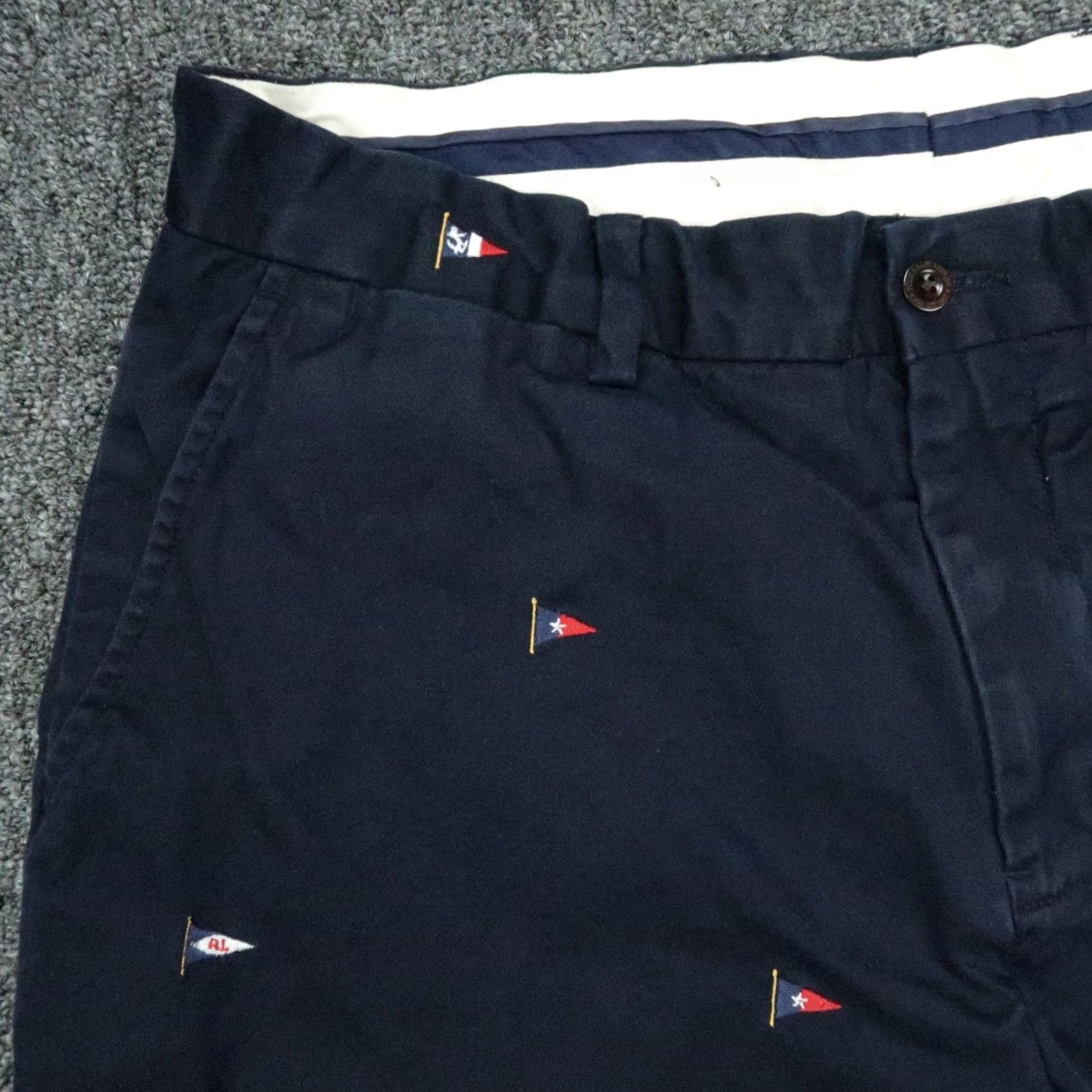 Polo Ralph Lauren VINTAGE Polo Ralph Lauren Shorts Mens 33 Blue Chino Nautical Pennant Flag Preppy Polo Ralph Lauren Shirts Size US XS / EU 42 / 0 - 2 Thumbnail