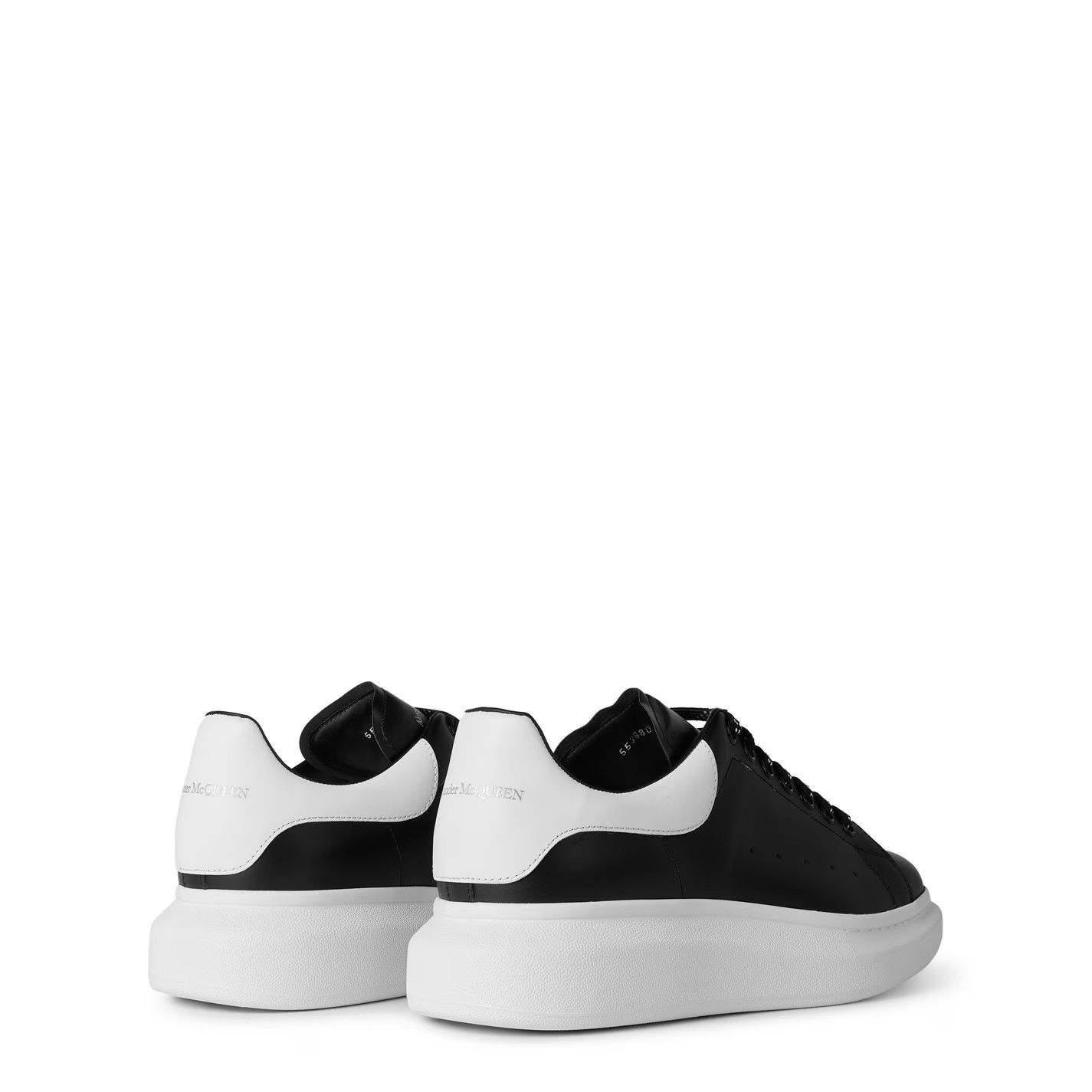 Alexander McQueen o1g2r1mq0326 Oversized Leather Trainers in Black/White Size US 14 / EU 47 - 6 Thumbnail
